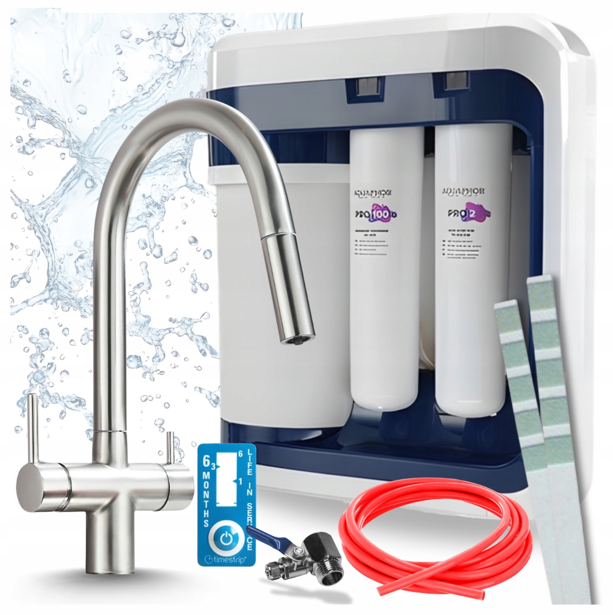 Kuchynská Batéria Šedá S Výsuvným Výtokom A Filtrom Vody Aquaphor Ro 202S Pro