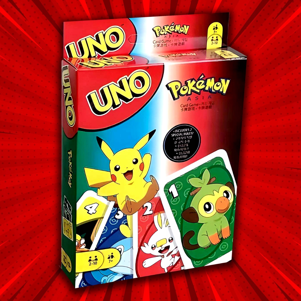 KARTY UNO POKEMON RODZINNA GRA KARCIANA 112 KART NOWOŚĆ DLA DZIECI PIKACHU Typ Podstawa