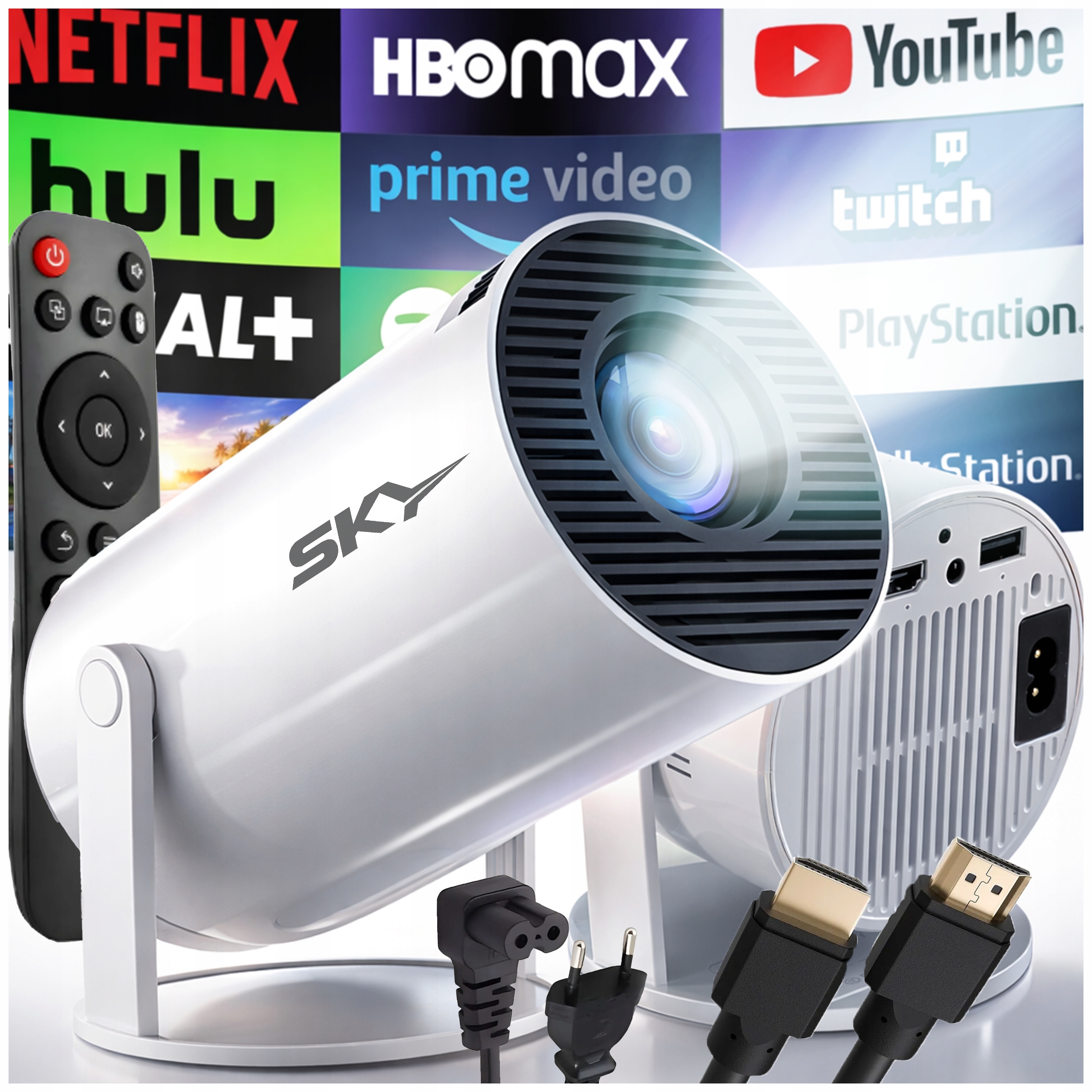 Projektor Rzutnik Z Androidem Tv 4K Wifi Full Hd Przenośny Smart Głośnik Pl