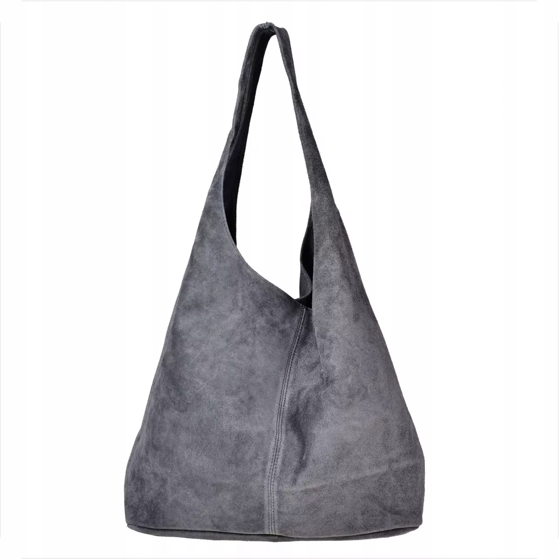 Torebka skórzana shopper szara worek Cechy dodatkowe brak