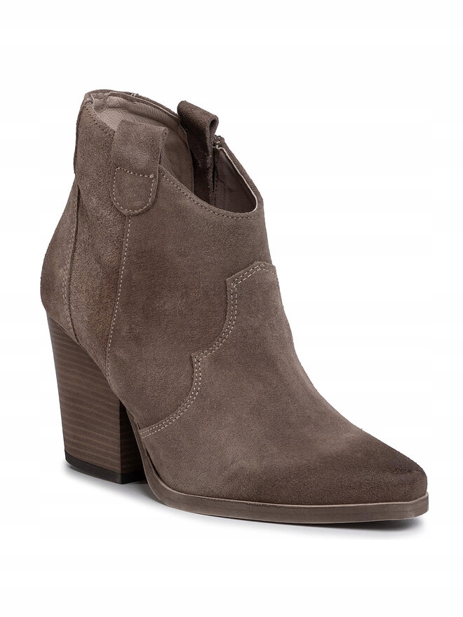 Dámské kožené kovbojské boty kotníkové boty z hnědého tabákového sametu Karino 40