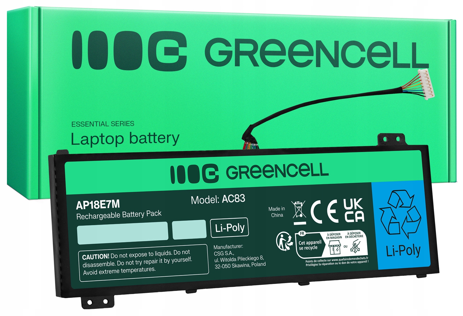 Bateria Green Cell AP18E7M AP18E8M do Acer AN515-54 AN515-58 AN517-54