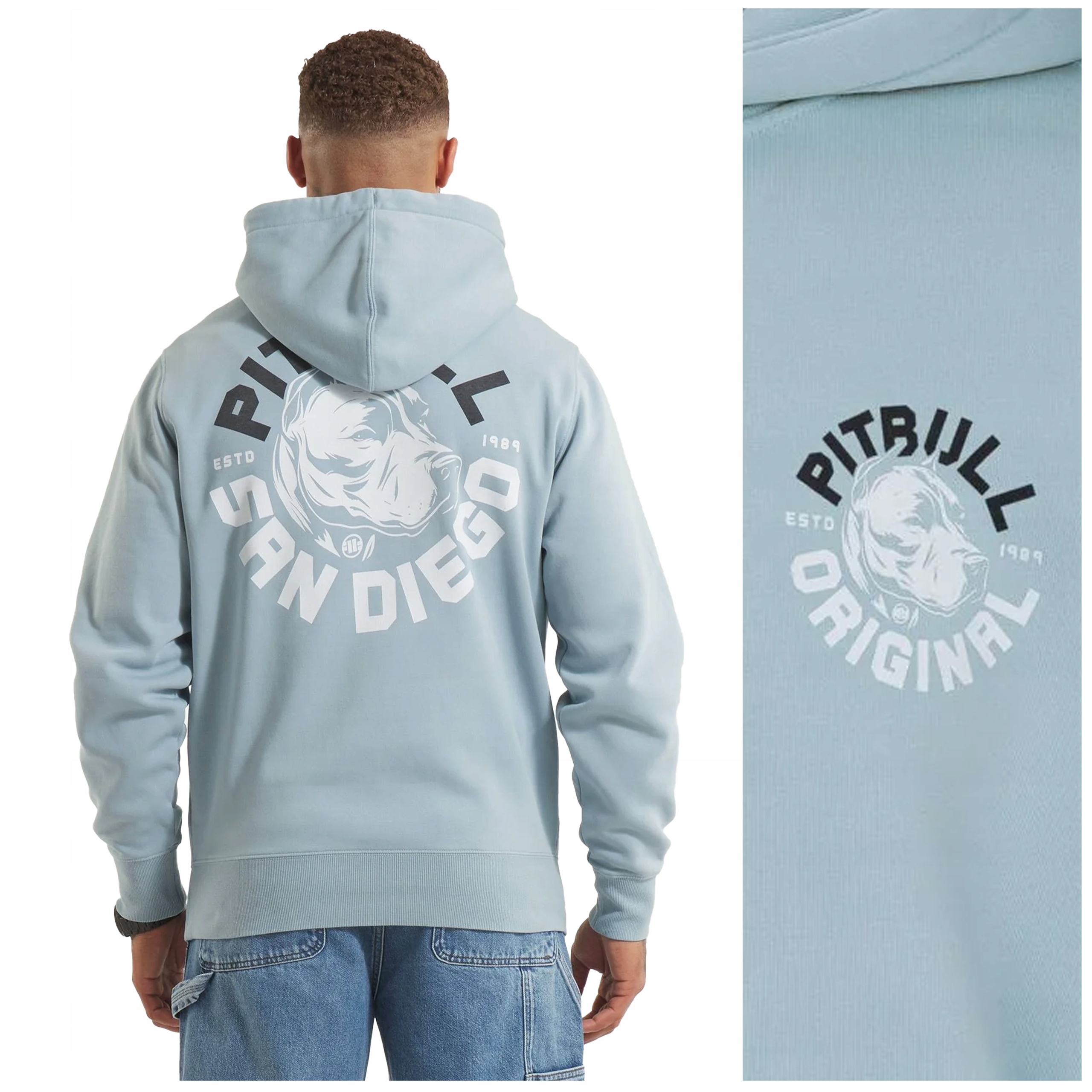 Pánská mikina s kapucí s kapucí Pit Bull "dog Sd" sepraná vel. 3XL modrá