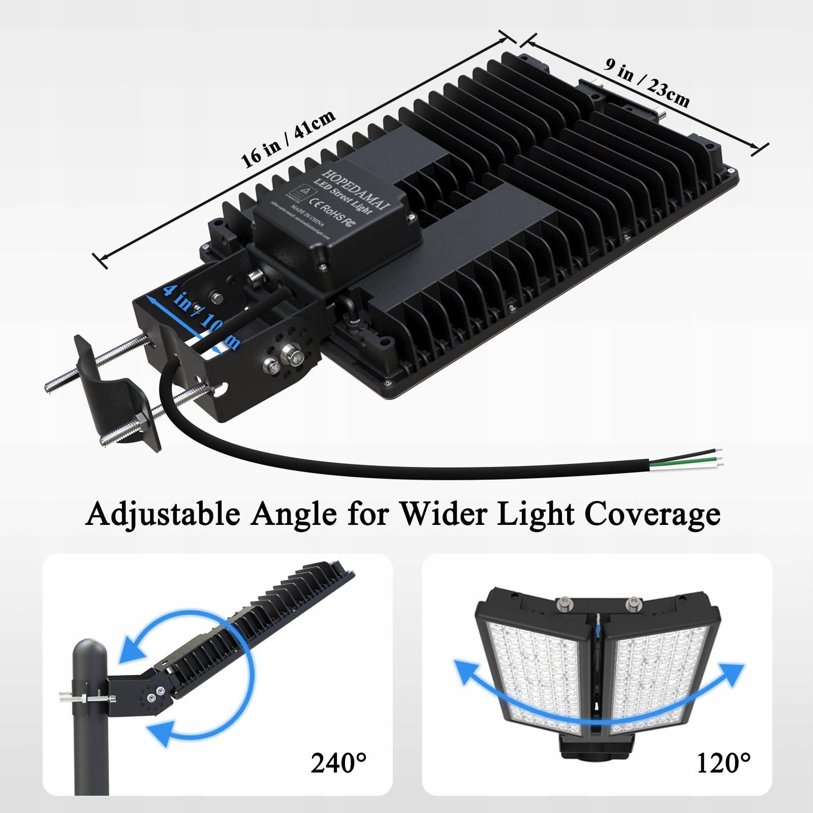 Lampa Uliczna LED 200W 28000lm 6500K IP67 230V Regulowana Maszt HOPEDAMAI — miniatura 6