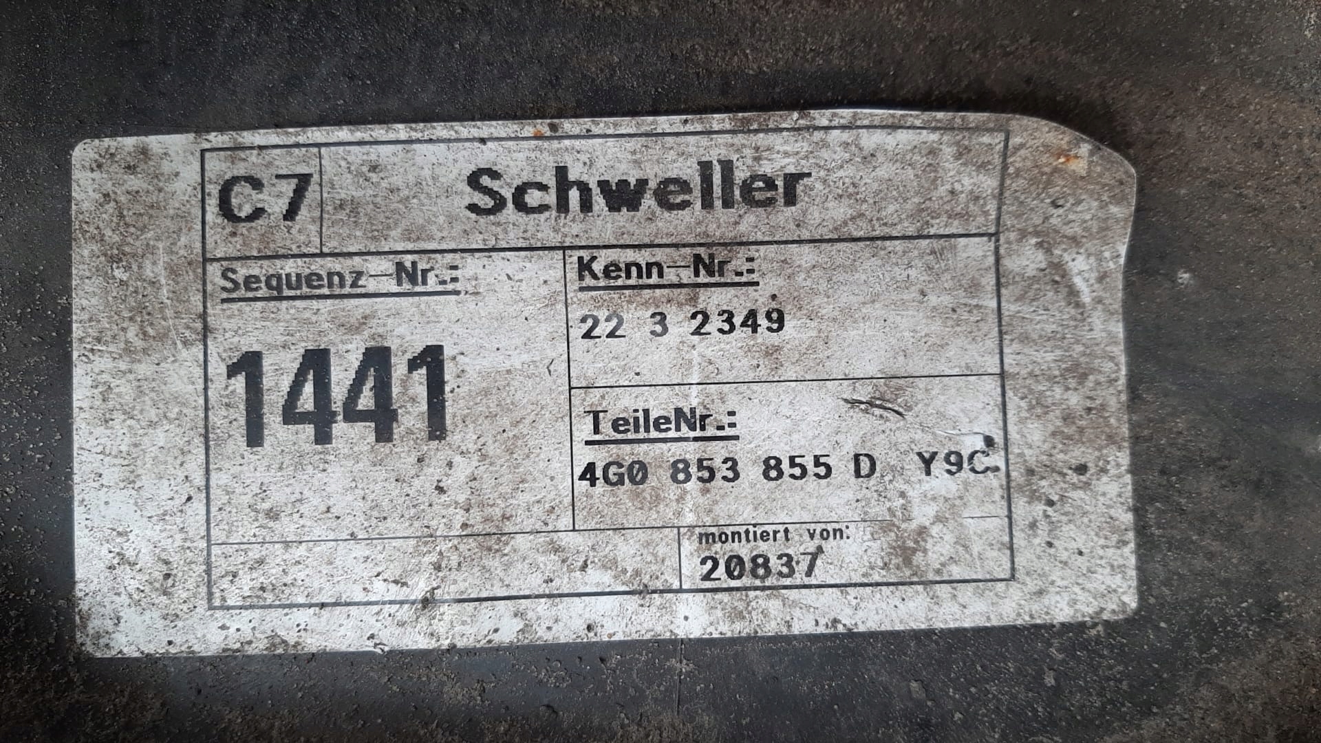 AUDI A6 C7 4G moulding threshold left threshold left 4G0853855D