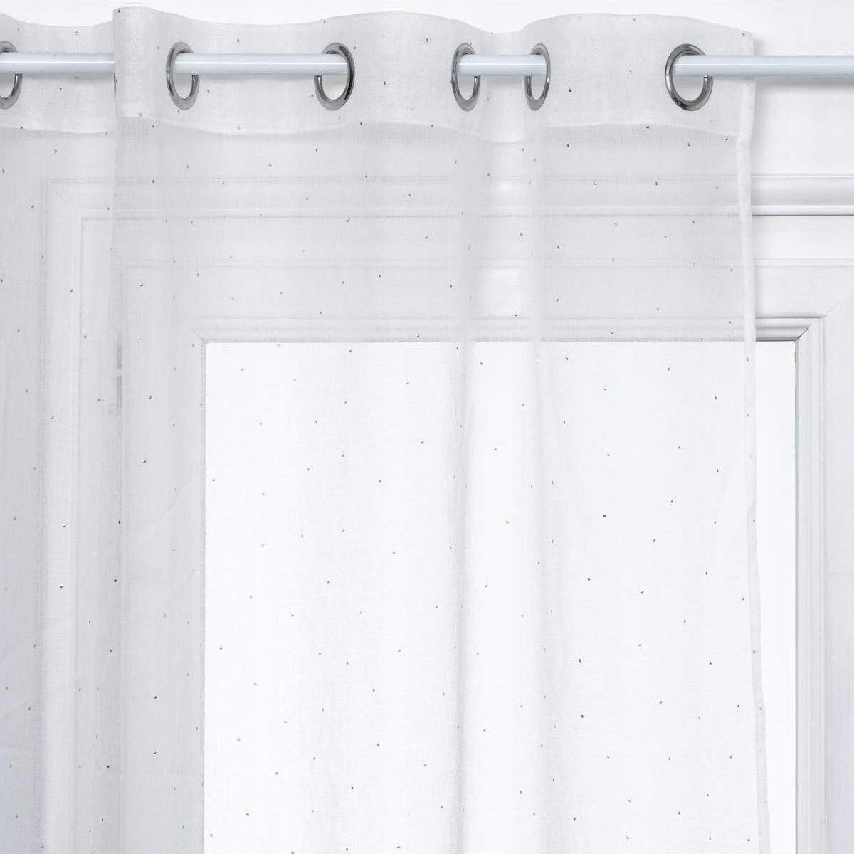 

Firanka Do Salonu biała nadruk, kropki 140 x 240