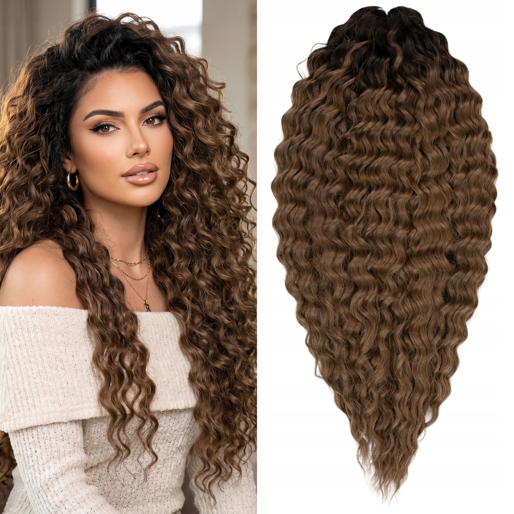 Włosy syntetyczne Afroloki Ariel Premium 55cm 300g brąz z ciemnym odrostem