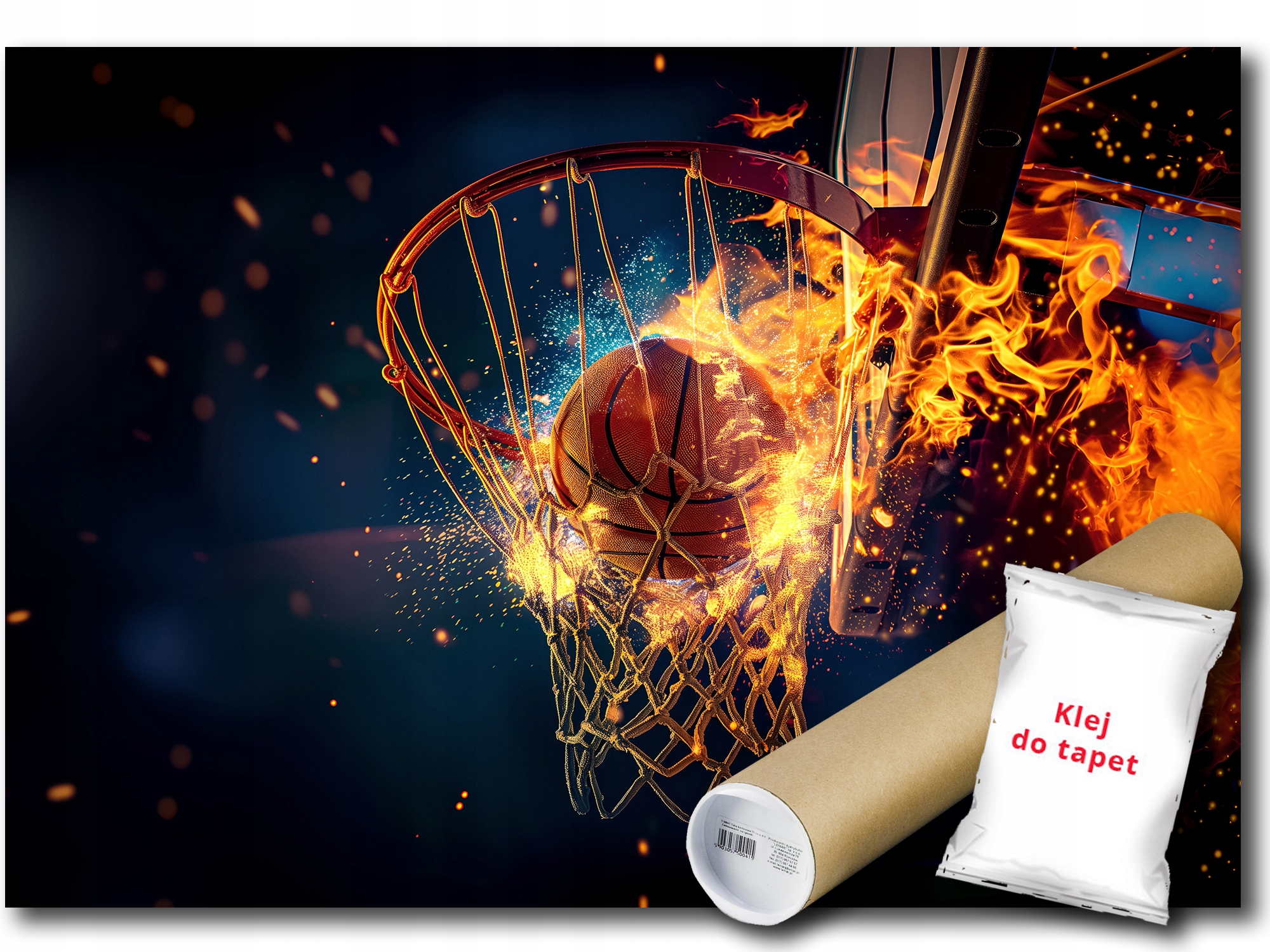 Vinylová Fototapeta Šport Basketbal Kôš Lopta Zápas Hra Oheň 416x290