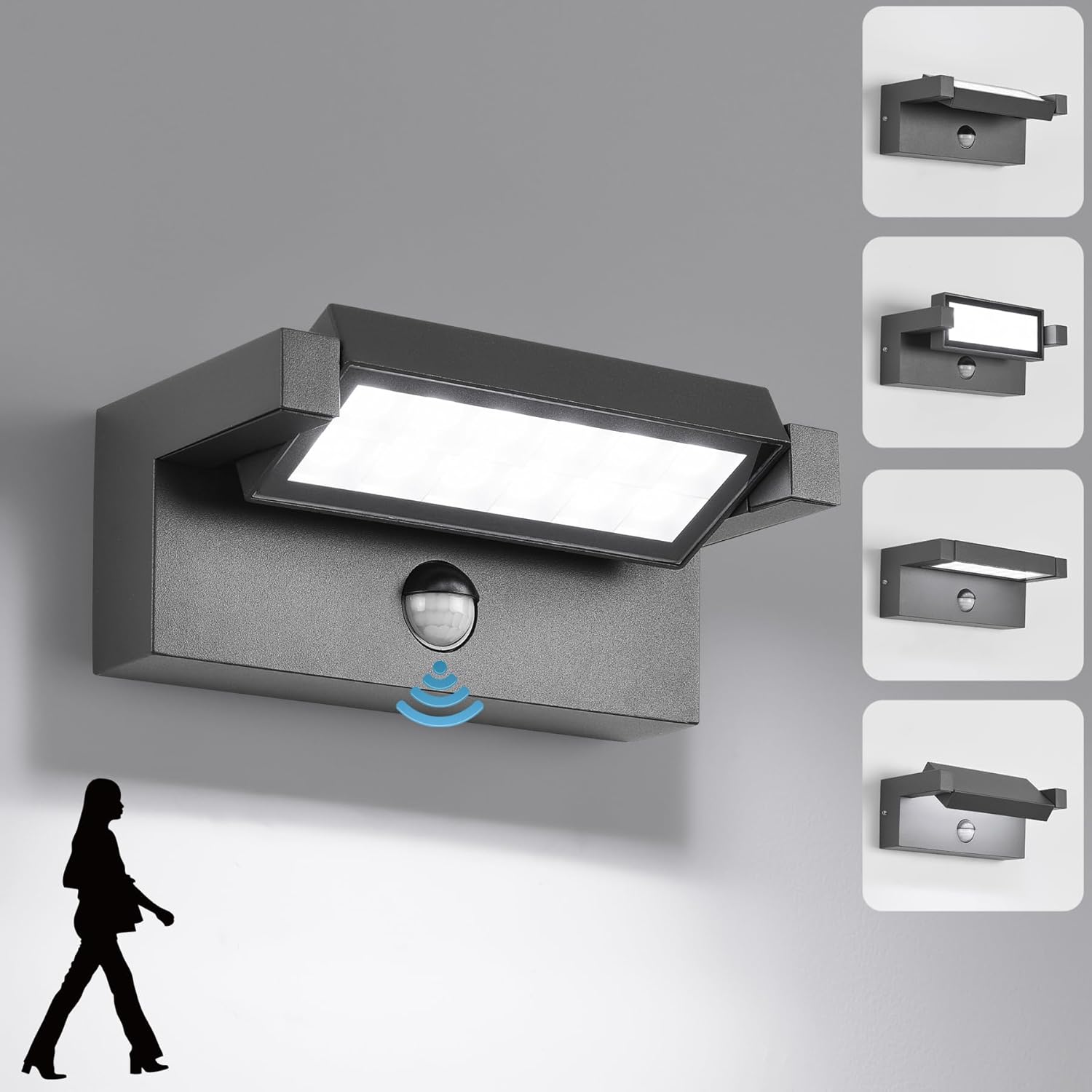 Kukak KY14 Lampa Ścienna Led 22W IP65 6500K ciemny szary Kinkiet