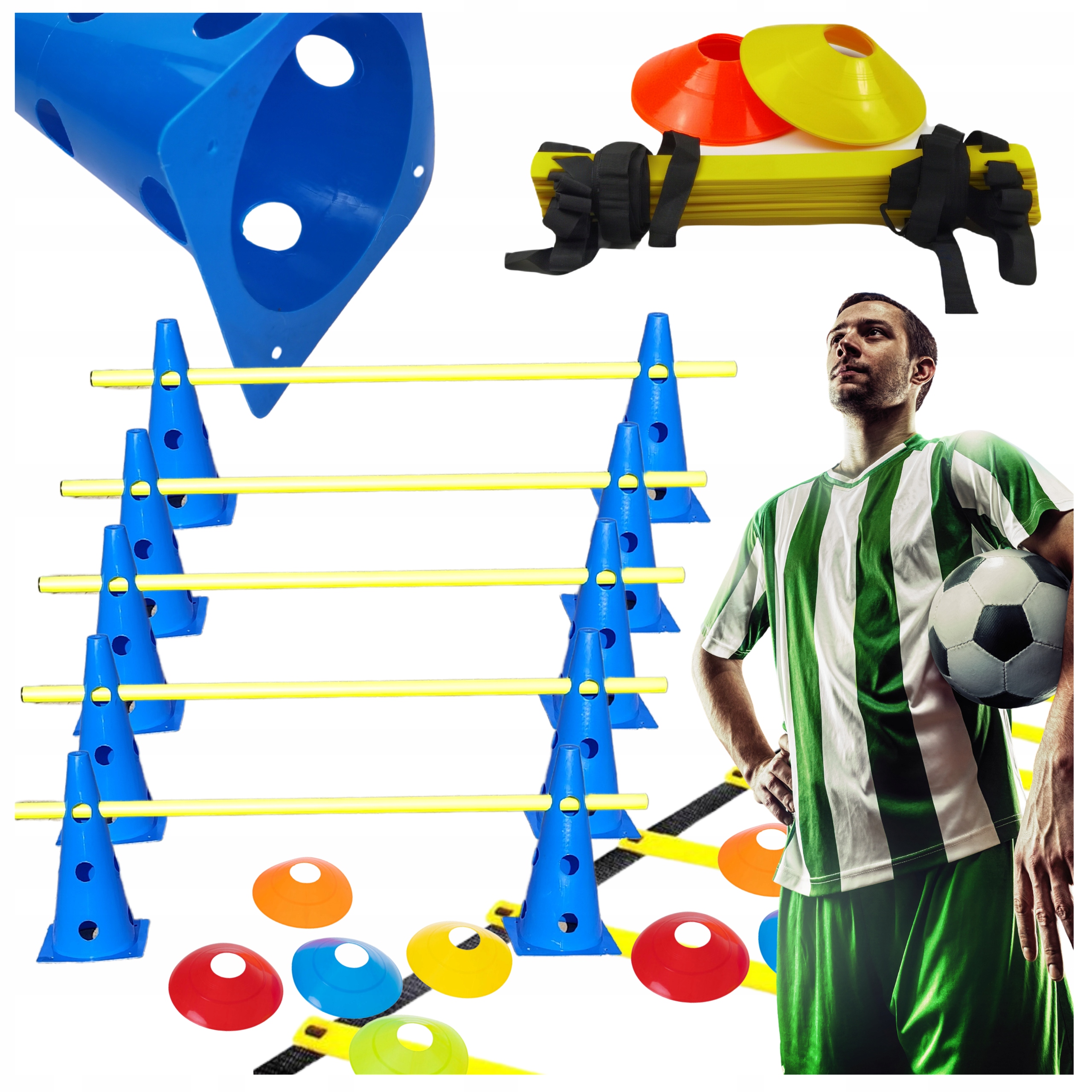 Zestaw treningowy piłkarski 27w1 pachołki tyczki drabinka torba Sportowy