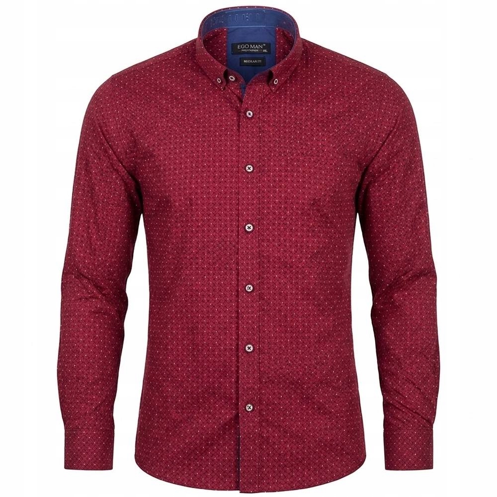 Ego Man košile pánská EKR-1233 regular fit dlouhý rukáv 3XL bordó
