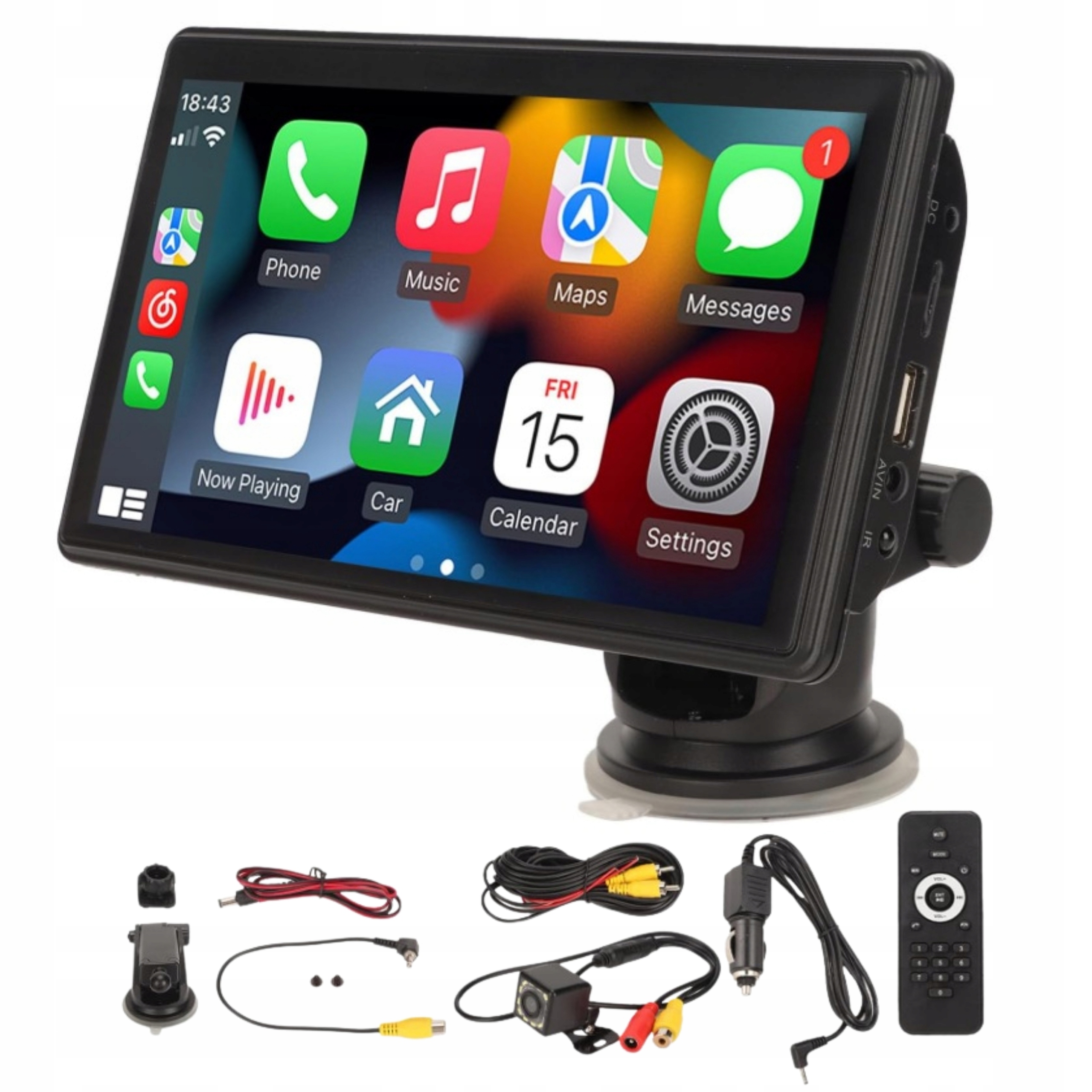 Ekran CarPlay Android Auto Bezprzewodowy Monitor 7" Bluetooth Fm Usb