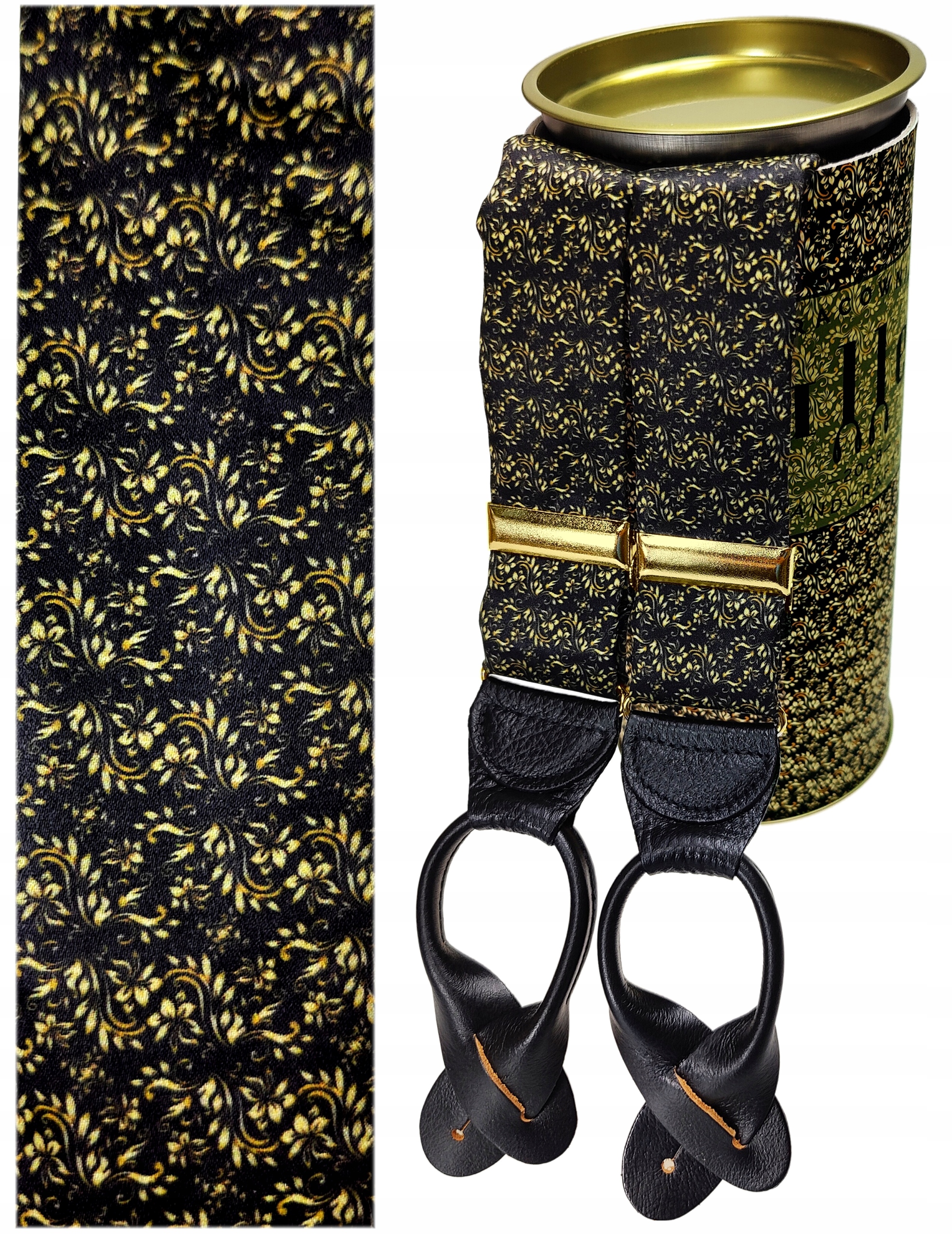 SZELKI NA GUZIKI JEDWAB CZARNE + MOTYW ORNAMENT