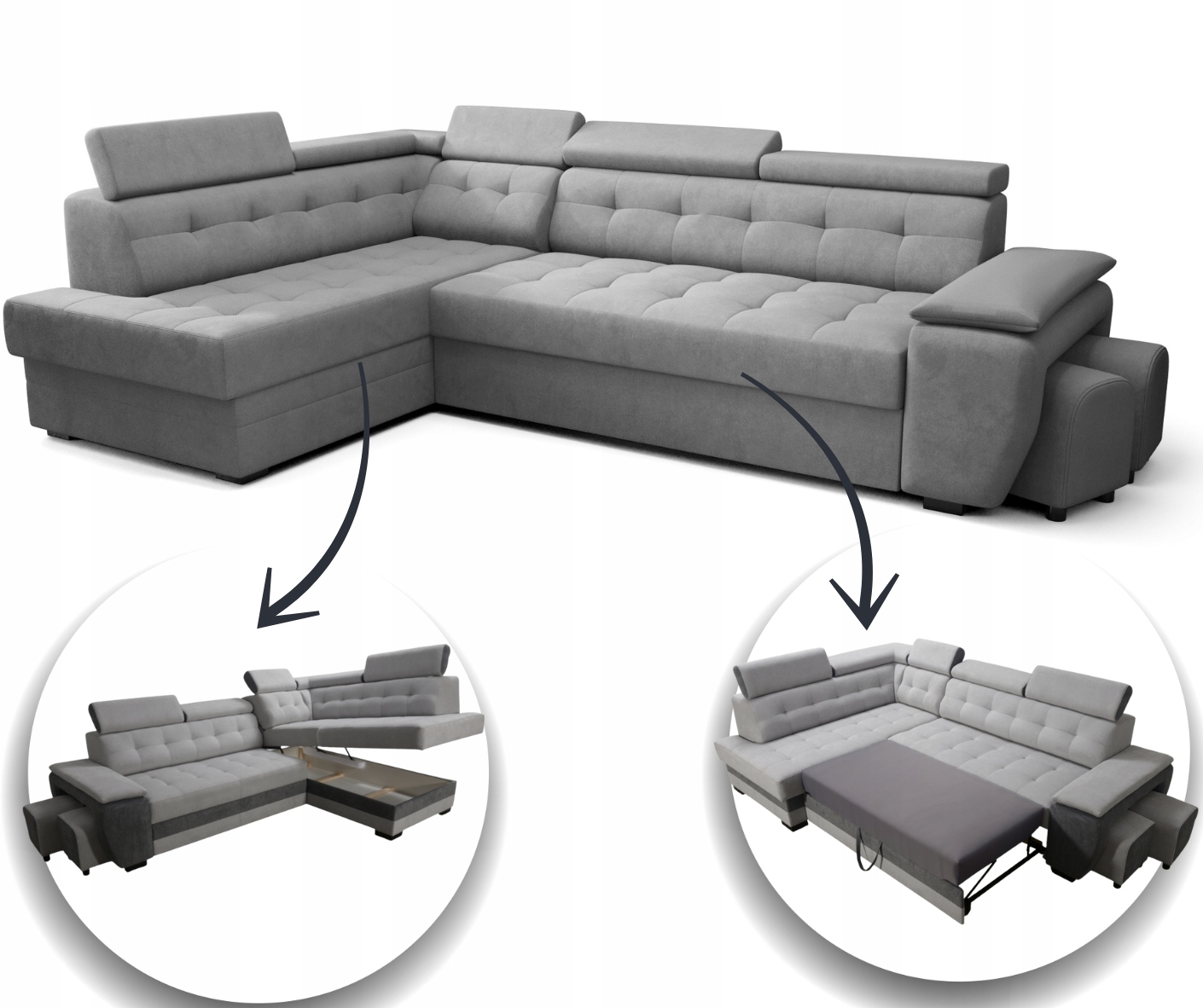 Rohová Sedací Souprava Rozkládací Moderní 277X180 S Taburety Skladová Nabídka Jose