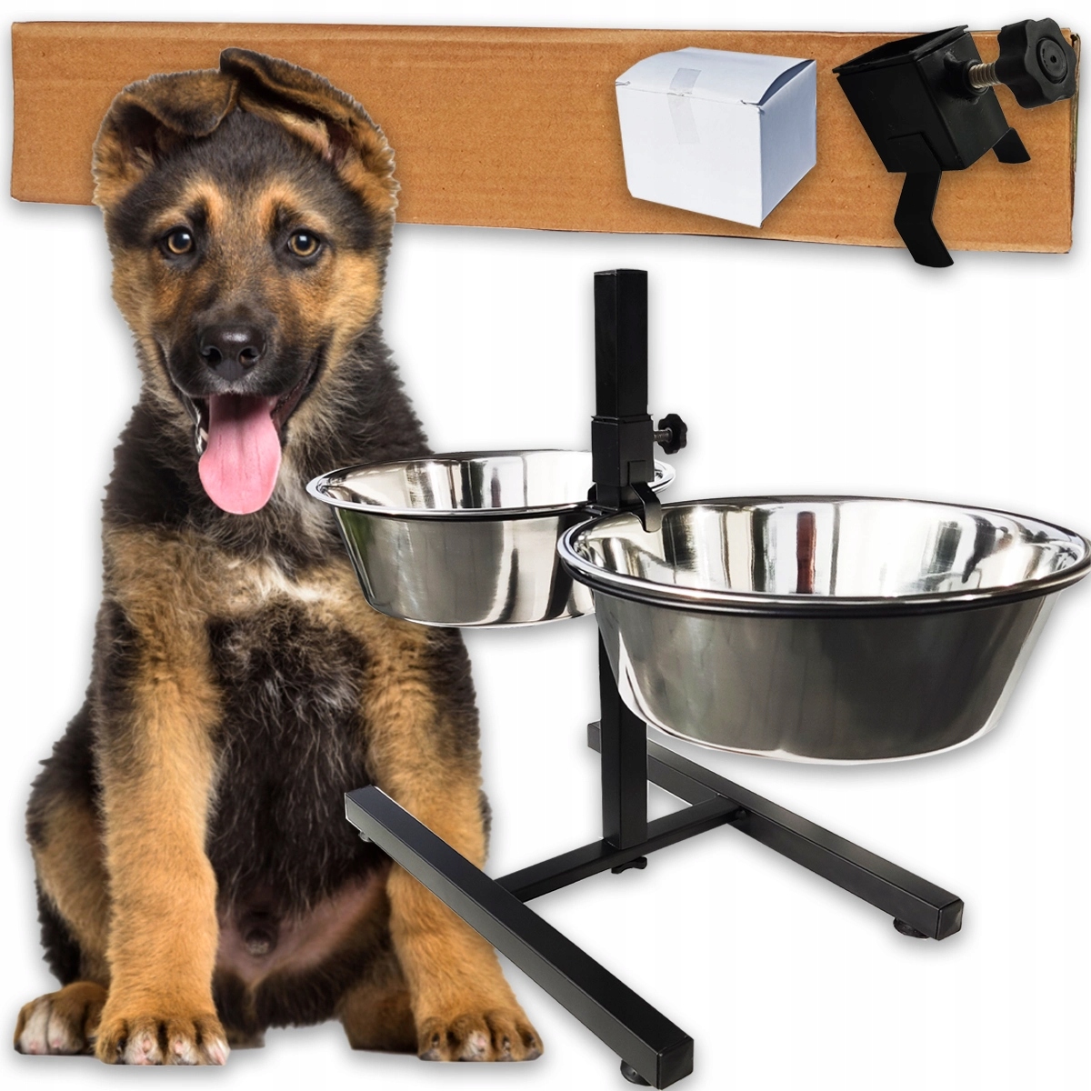 Miski na Stojaku dla Psa 2 x 1,8L Regulacja Wysokości Metalowe