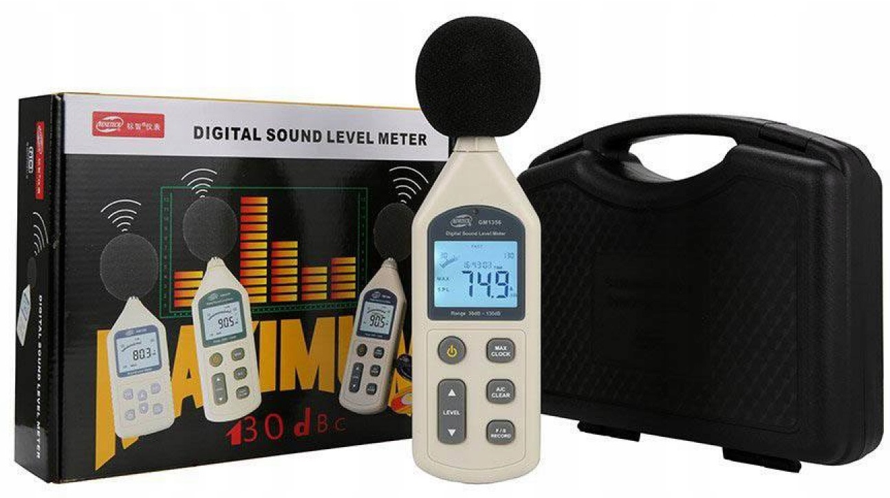 MIERNIK POZIOMU NATĘŻENIA DŹWIĘKU SONOMETR DECYBELOMIERZ USB 30dBA-130 dBA Model GM1356