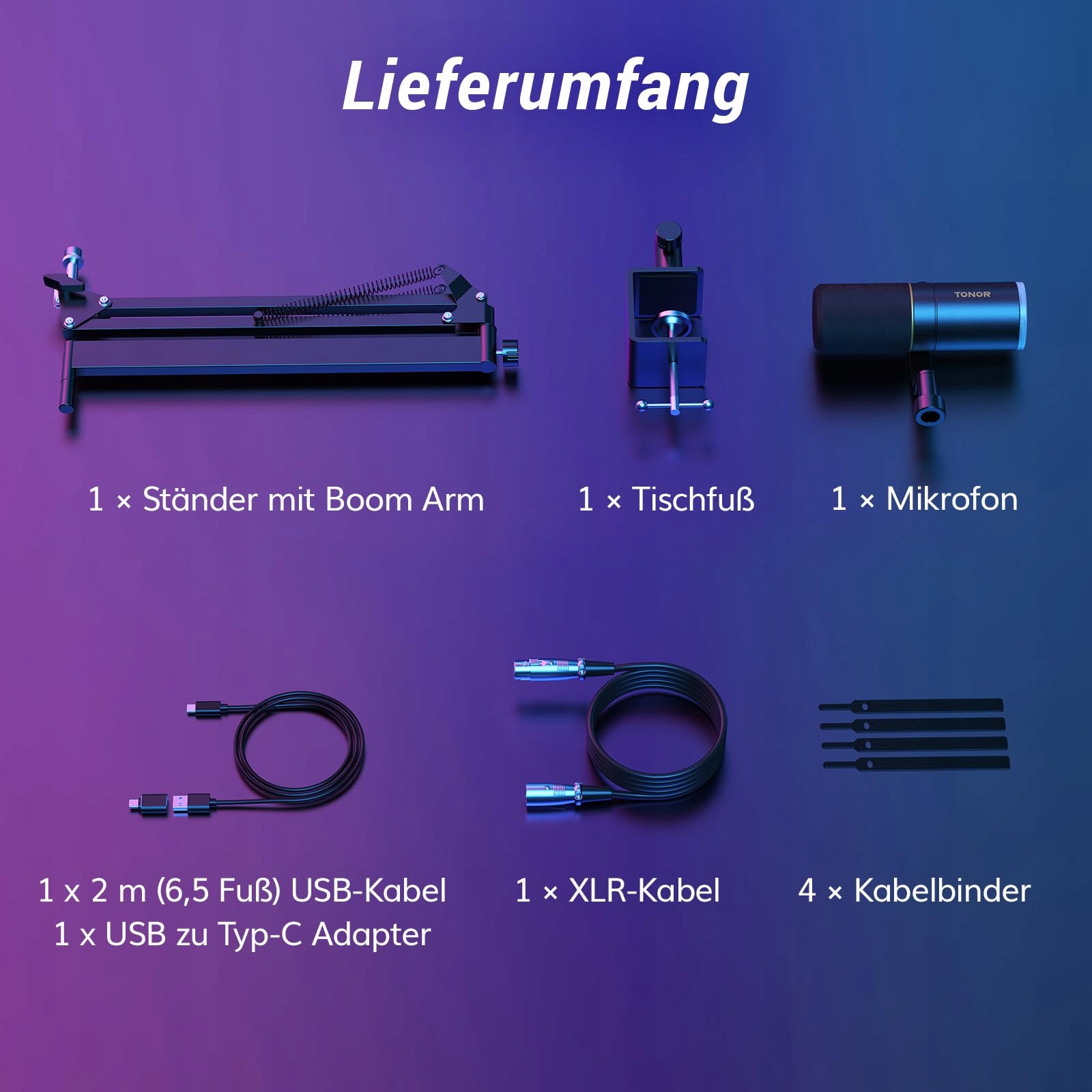 TONOR Mikrofon Gaming XLR USB RGB Dla Podcast Streaming PC PS4 PS5 Mac — miniatura 9