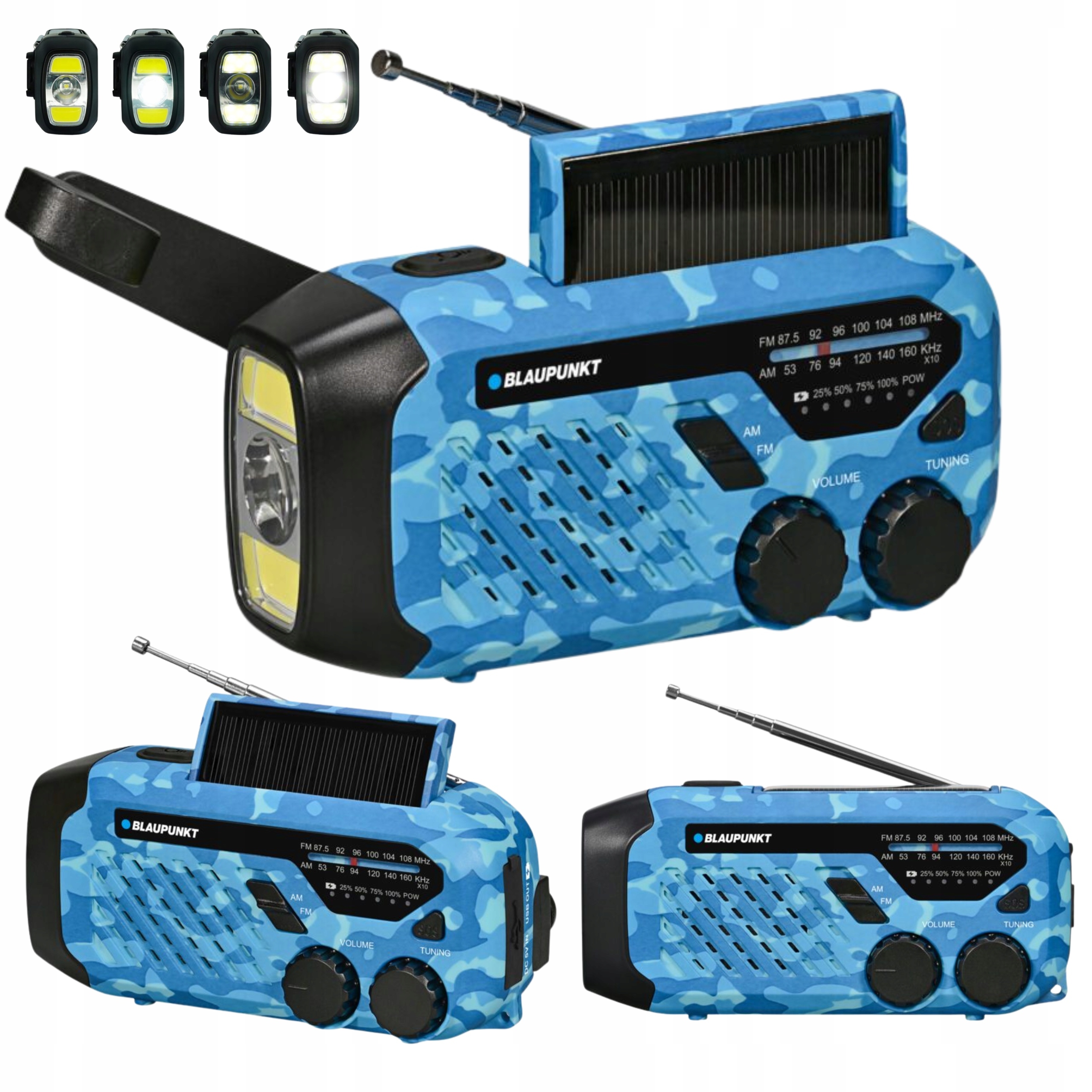 Turistické Síťové Bateriové Solární Rádio Fm Blaupunkt ER10 Dynamo ER10C