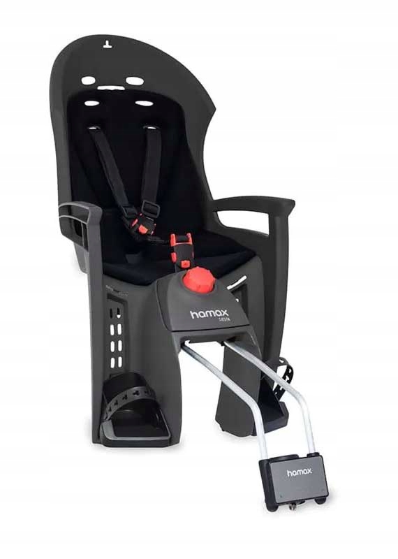 Fotelik dziecięcy rowerowy Hamax Siesta ciemnoszary czarna wyś klucz