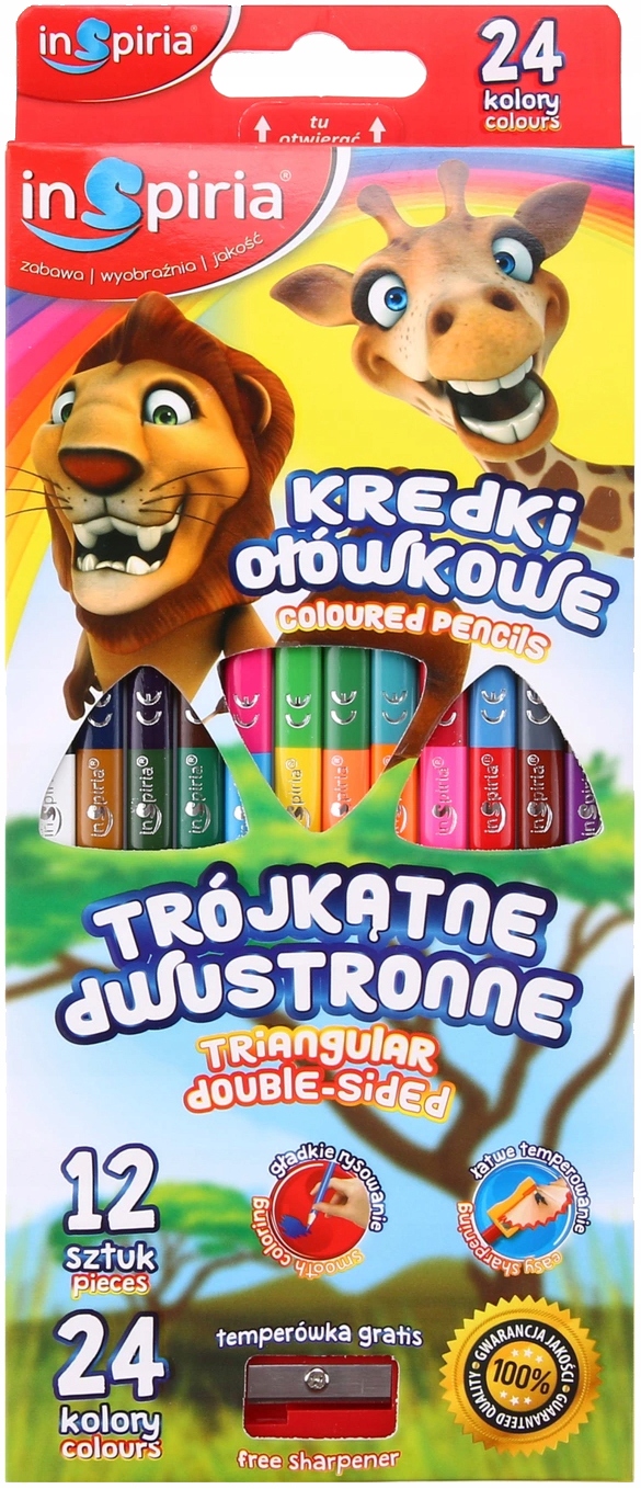 kredki 12szt TRÓJKĄTNE DWUSTRONNE INSPIRIA 3236 — 3