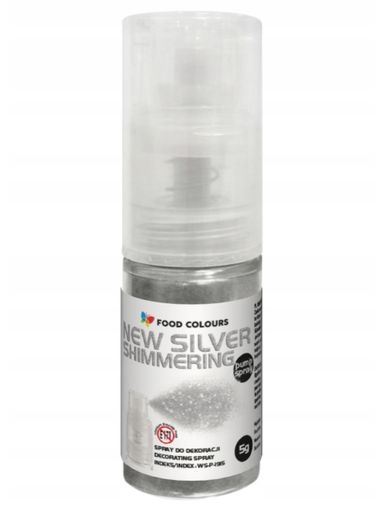 Levně Food Colours Potravinářské barvivo kovové ve spreji, stříbrný brokát