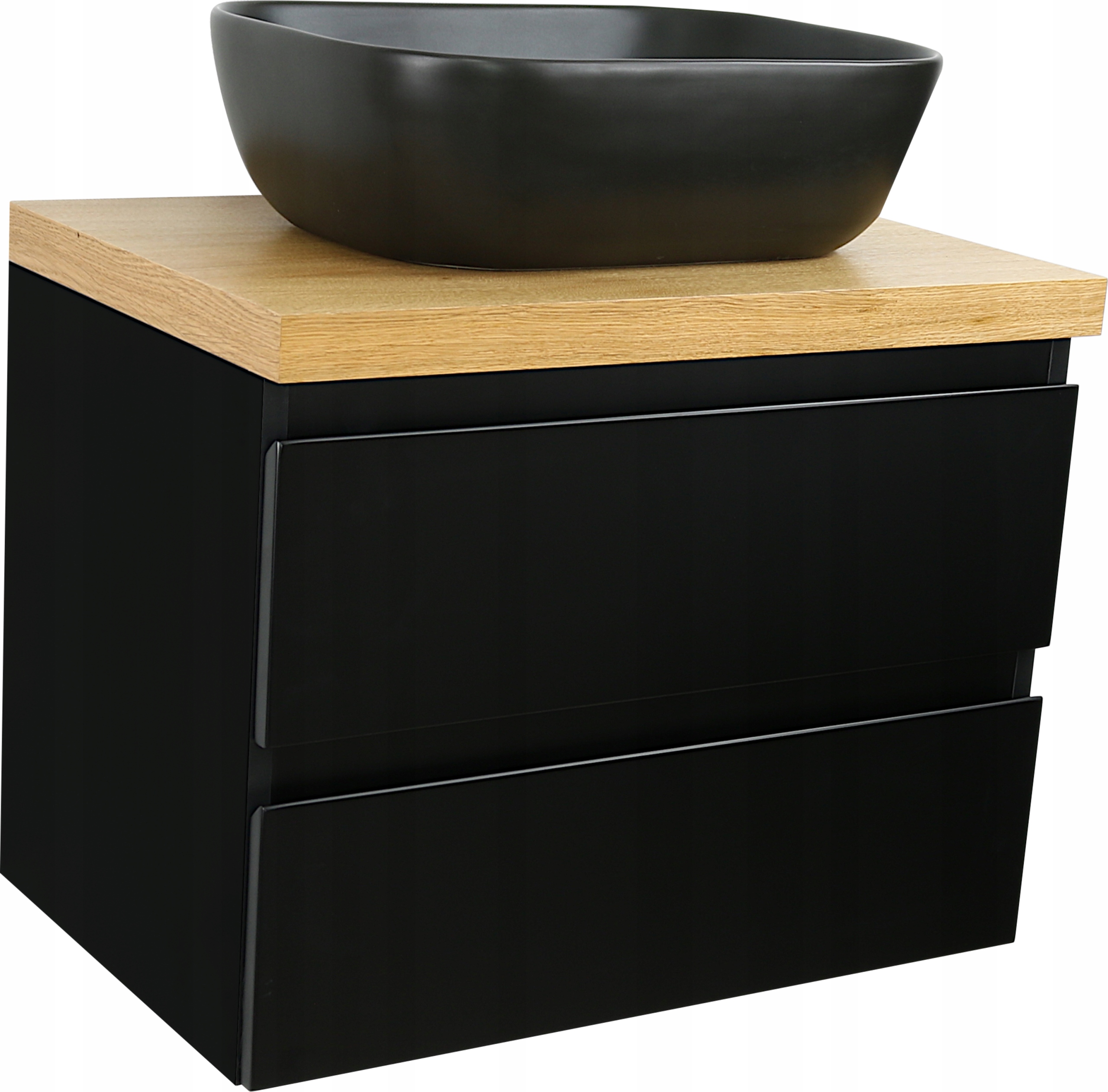 SZAFKA ŁAZIENKOWA CZARNY MAT Z BLATEM DĄB 80 CM