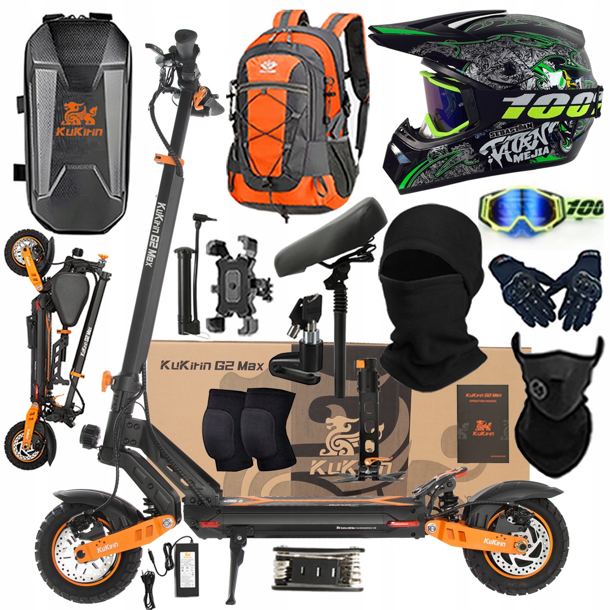 Kukirin G2 Max Składany Pojazd Elektryczny 1200W 48V 20Ah 55KM/H PL+Prezent