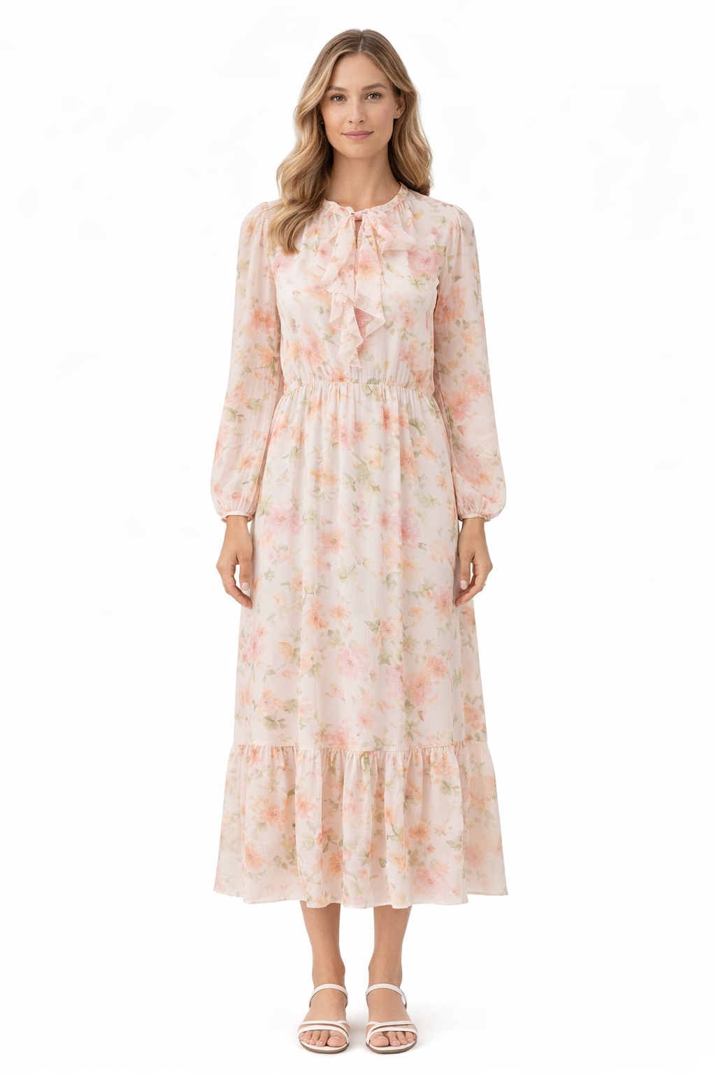 Šaty S Volánem A Jemným Potiskem M/L I3A