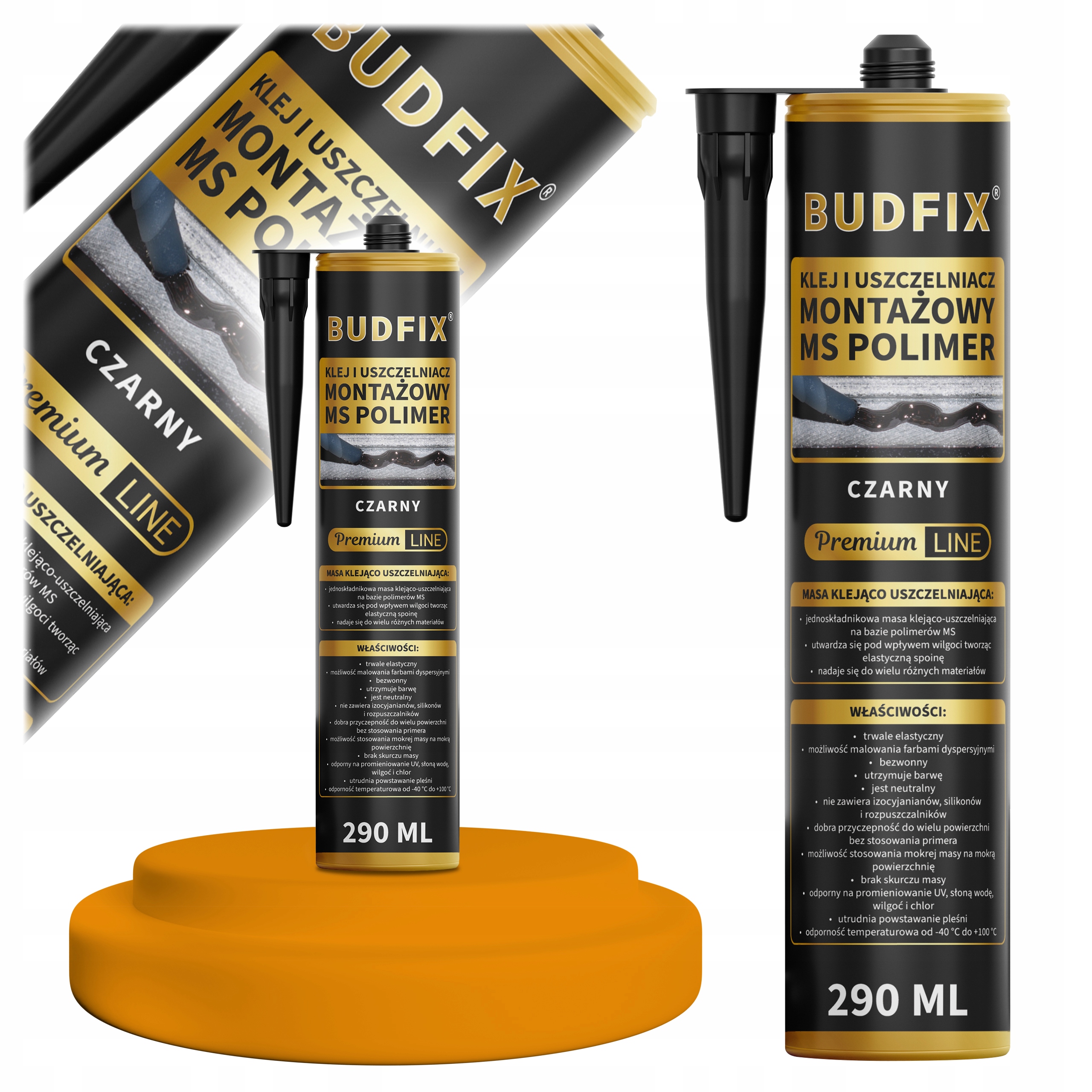 Klej Montażowy Czarny Ms Polimer Mocny Uszczelniacz Przemysłowy 290ml