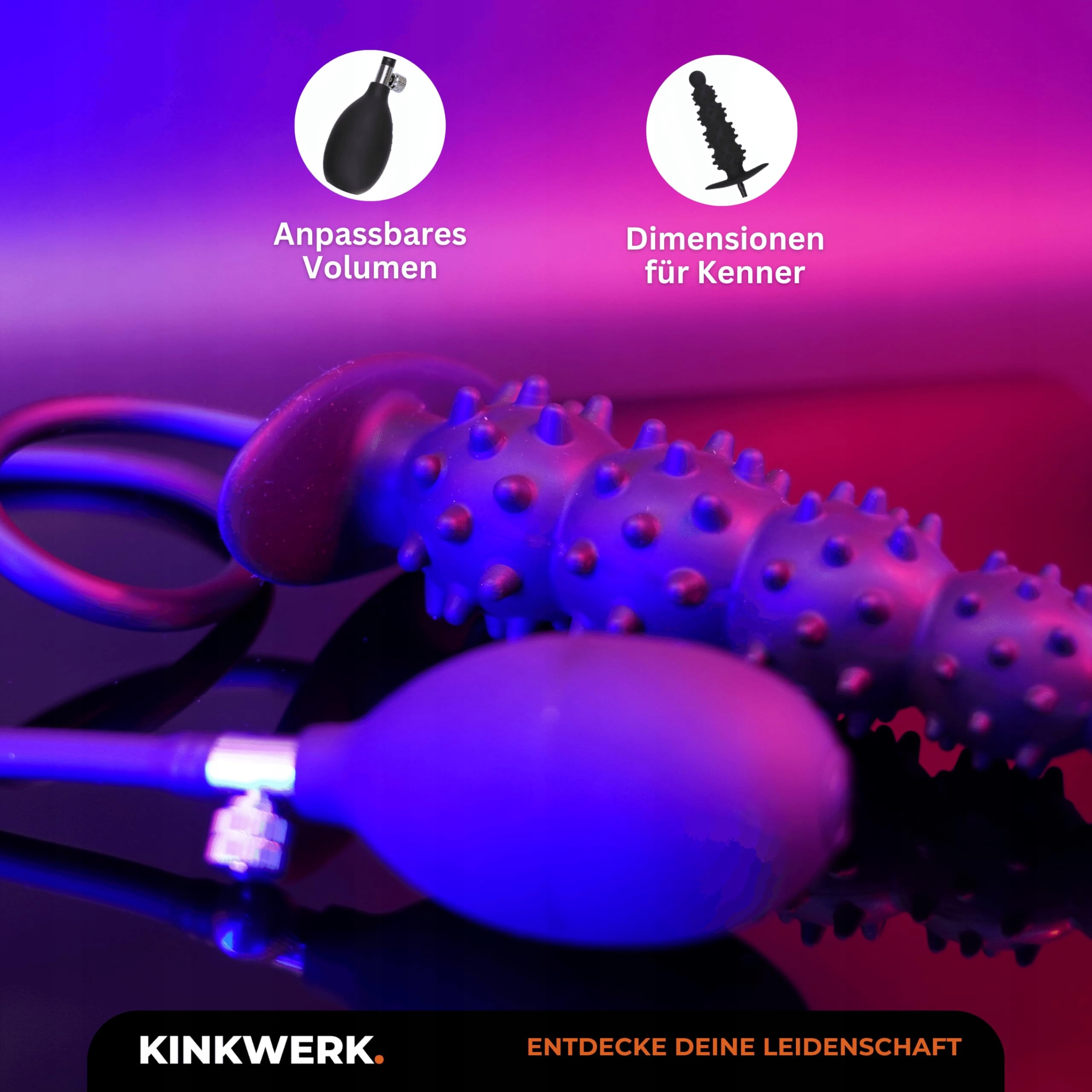 KINKWERK Nadmuchiwany Korek Analny 40x12cm 5 Pereł Dla Mężczyzn i Kobiet — miniatura 2