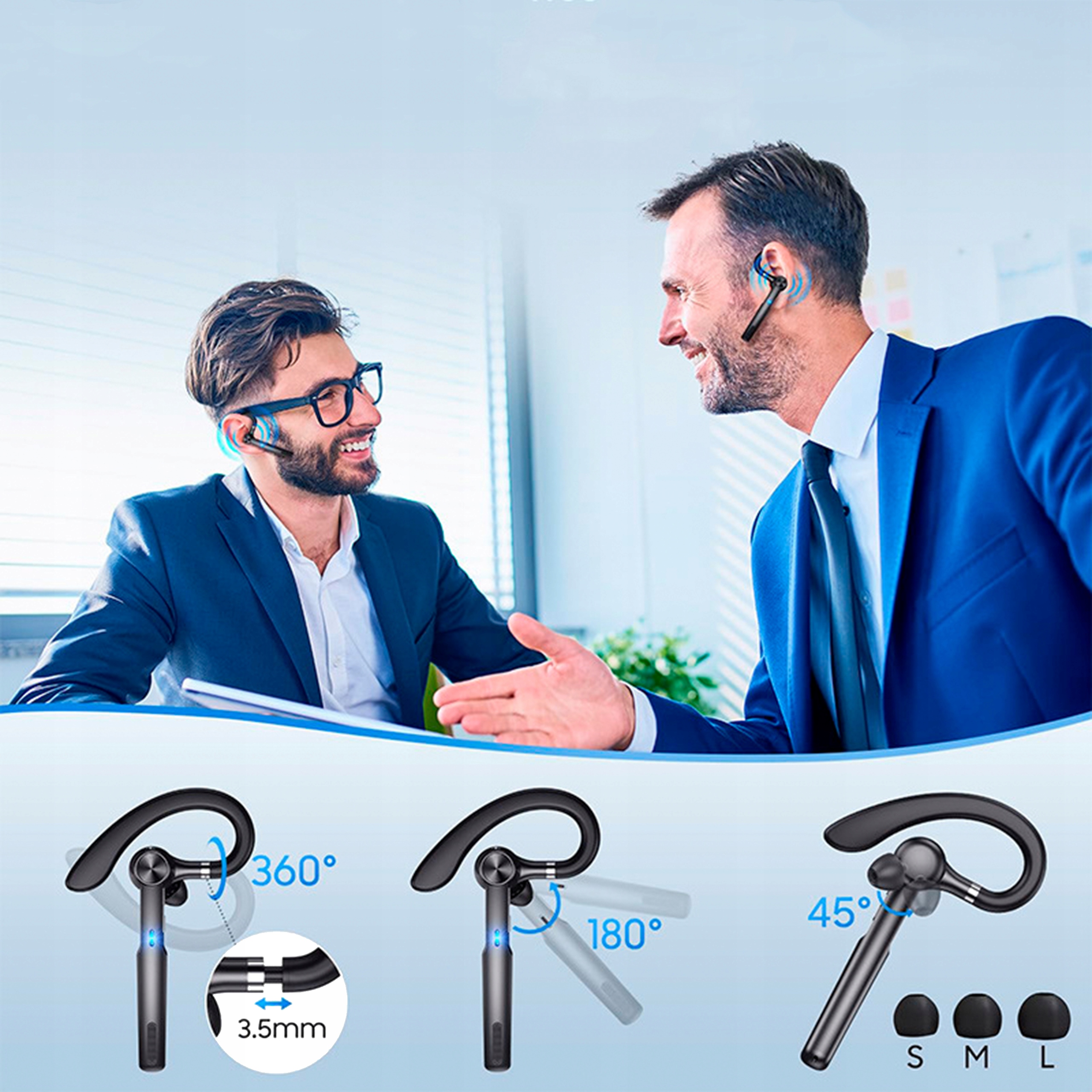 SŁUCHAWKA BEZPRZEWODOWA BLUETOOTH ZESTAW SŁUCHAWKOWY ETUI DWA TELEFONY Impedancja 13 Ω