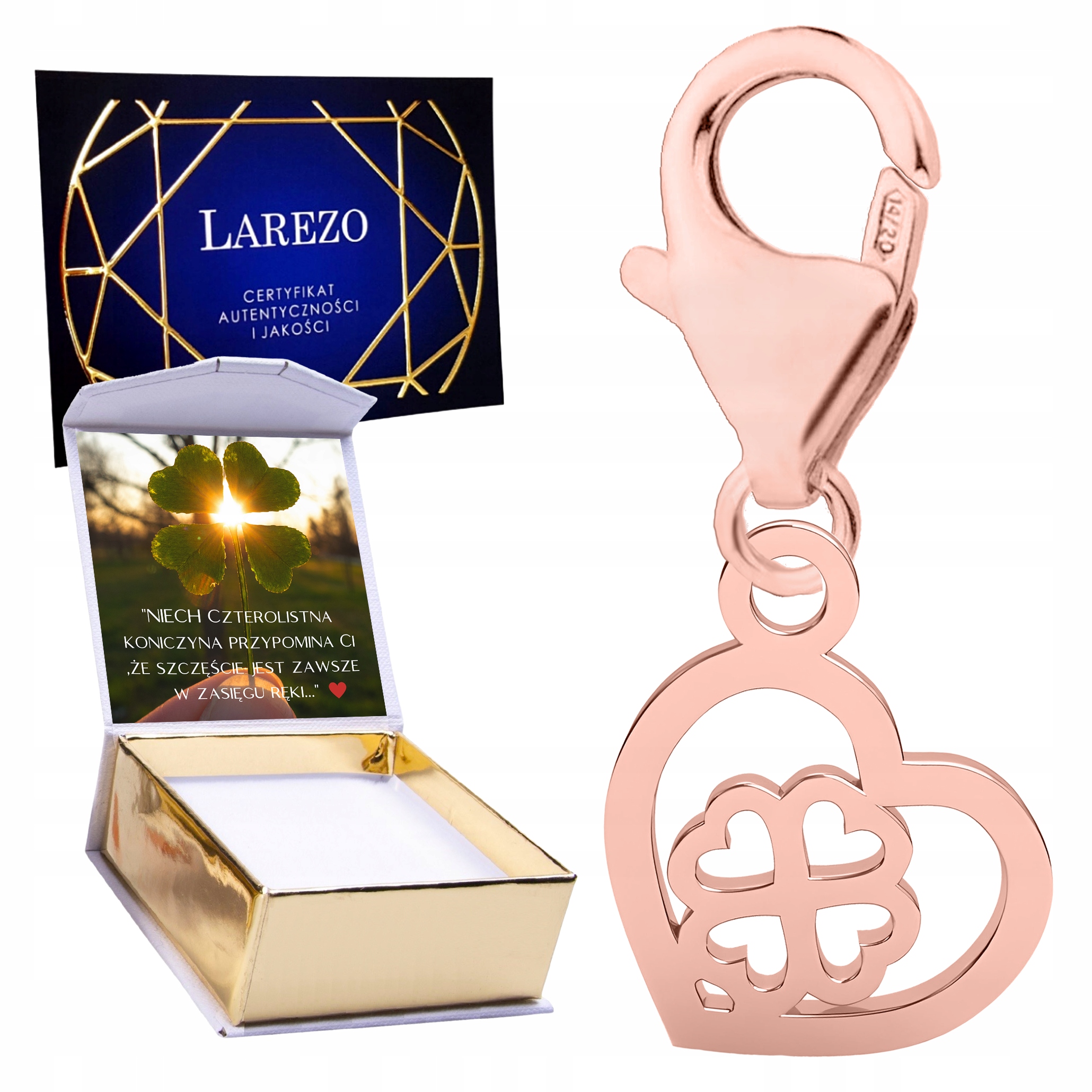 Pozlacený Přívěsek 18K Srdce s jetelem pro štěstí Srdíčko Potisk