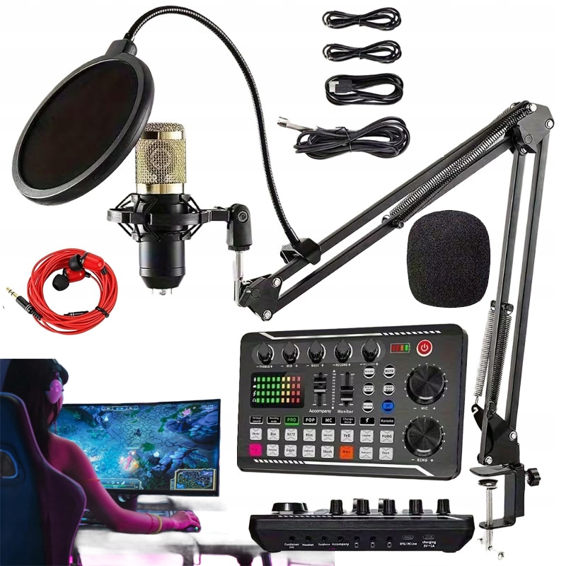 Multifunkční Zvuková Karta F998 S Mikrofonem Pro Hry A Hudbu