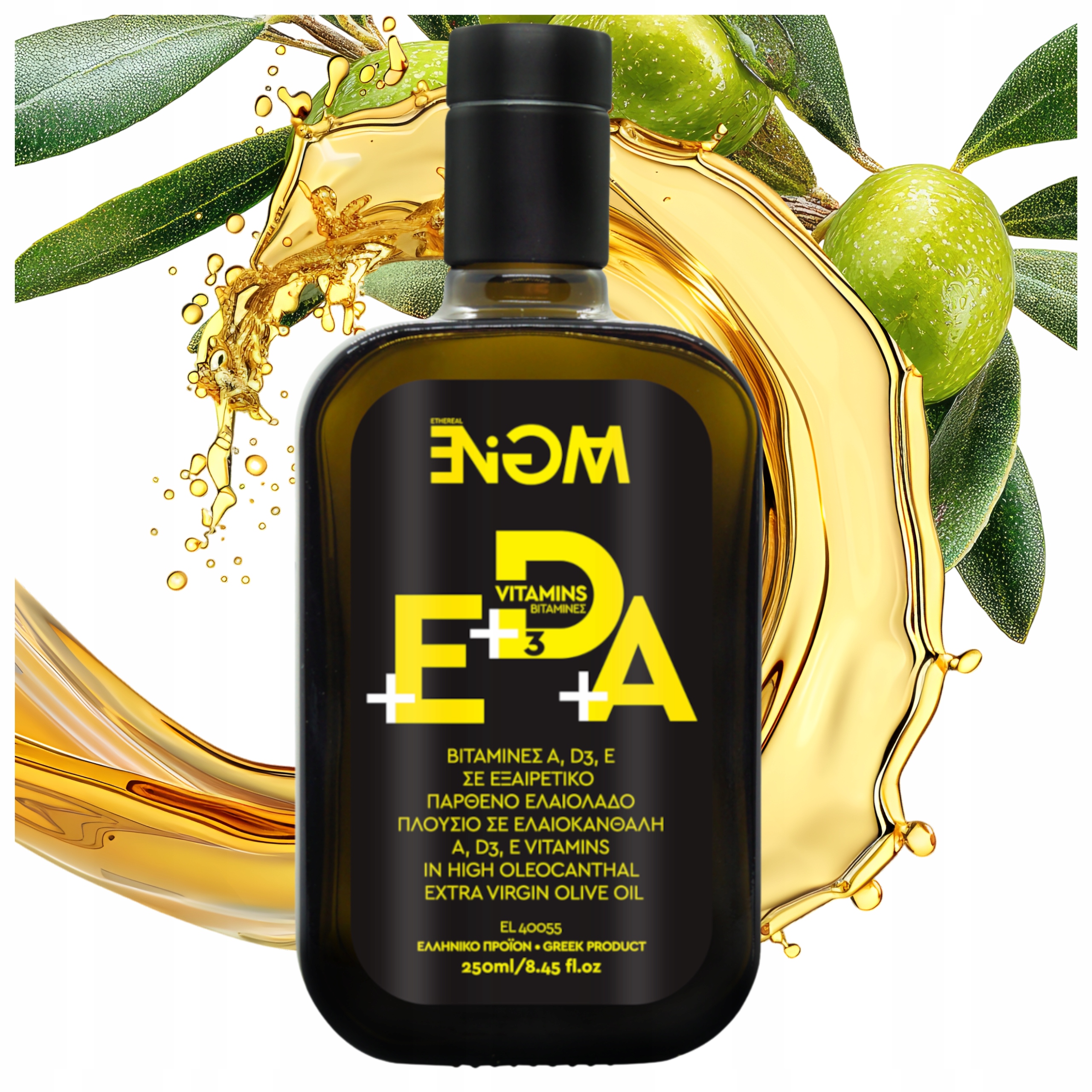 Extra Panenský Řecký Olivový Olej 250 ML Obohacený O Vitamíny E, D3 A