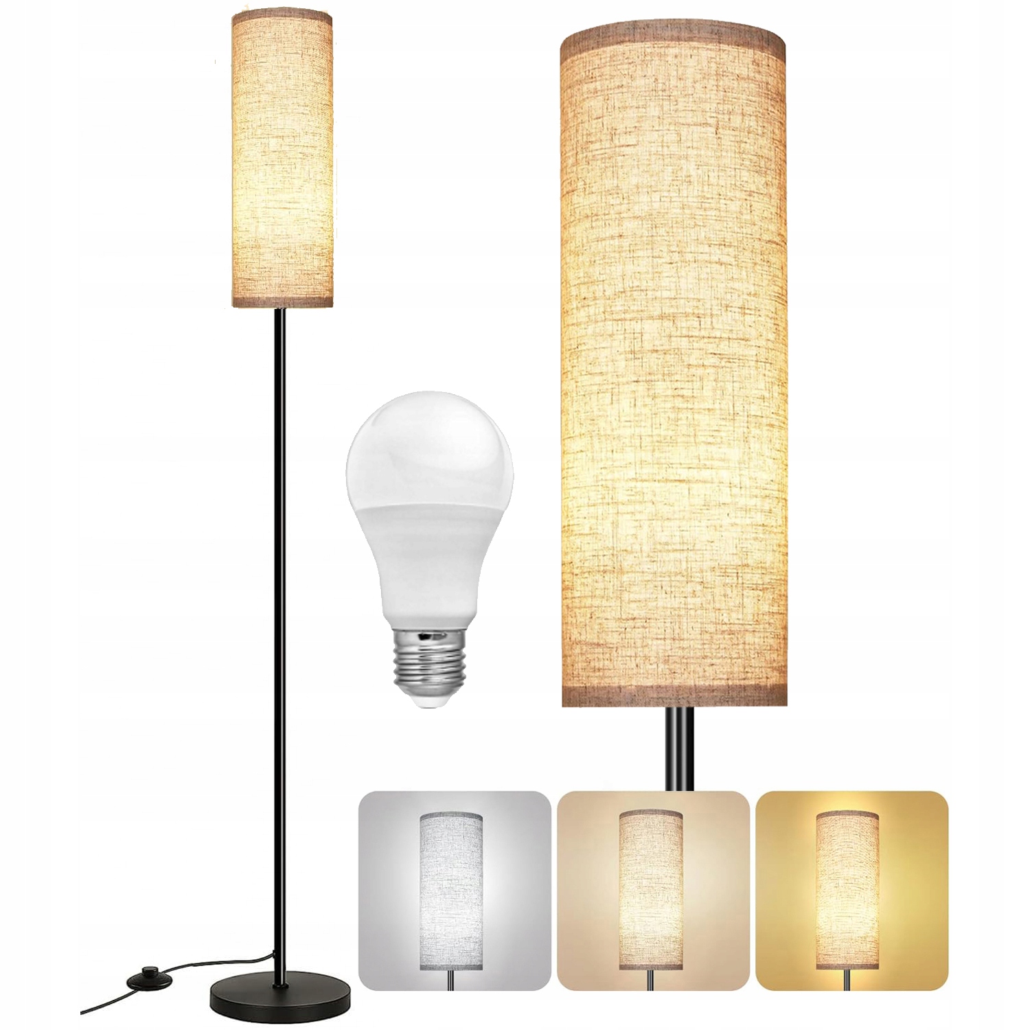Moderní Podlahová Stojací Lampa S Led Stínítkem 175 CM