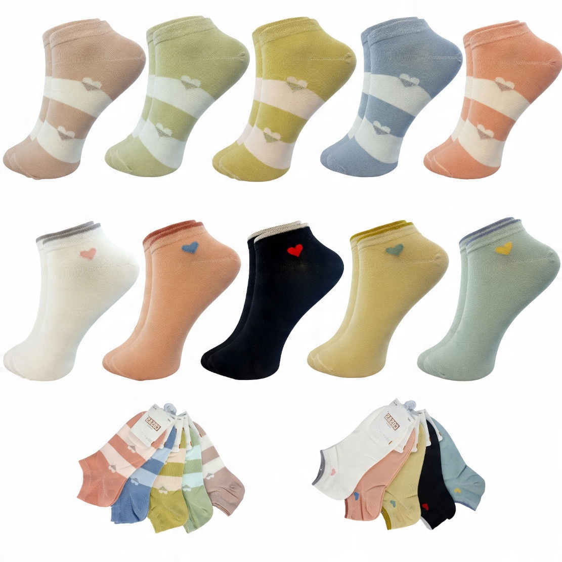 

10x Stopki Damskie Kolorowe Bawełna Premium Socks