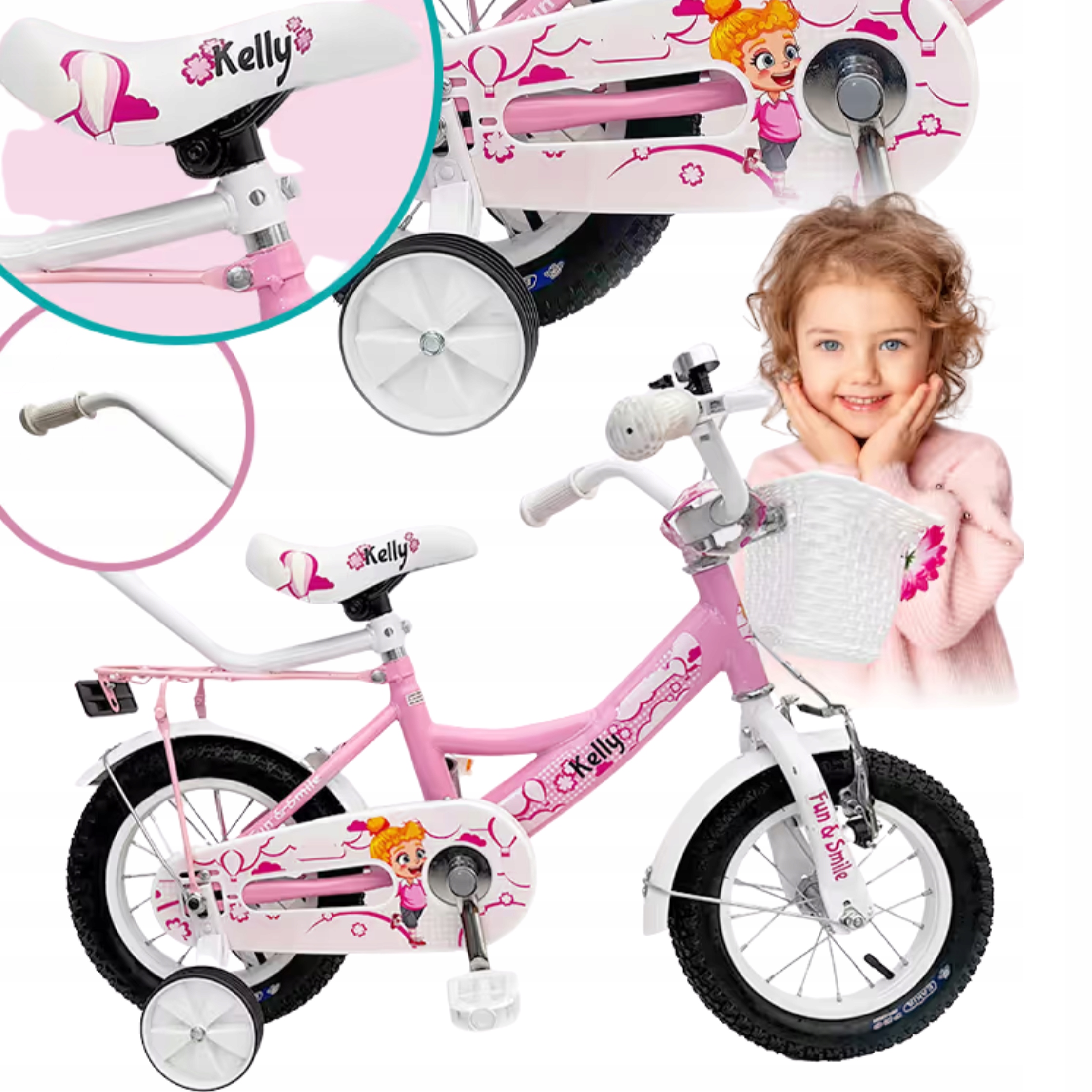 Dětské Kolo 12 Palců Dětské Kolo Boční Kola Tyč Nosič Koš