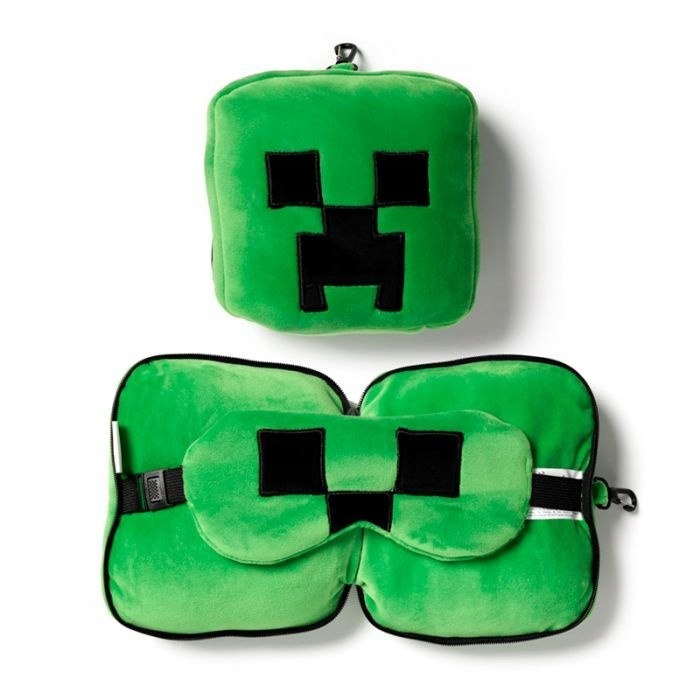 Pluszowa poduszka podróżna z opaską na oczy Relaxeazzz Minecraft Creeper