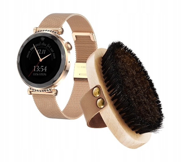 Smartwatch Maxcom FW73 Onyx Złoty dodatkowy pasek Szczotka do ciała Glove