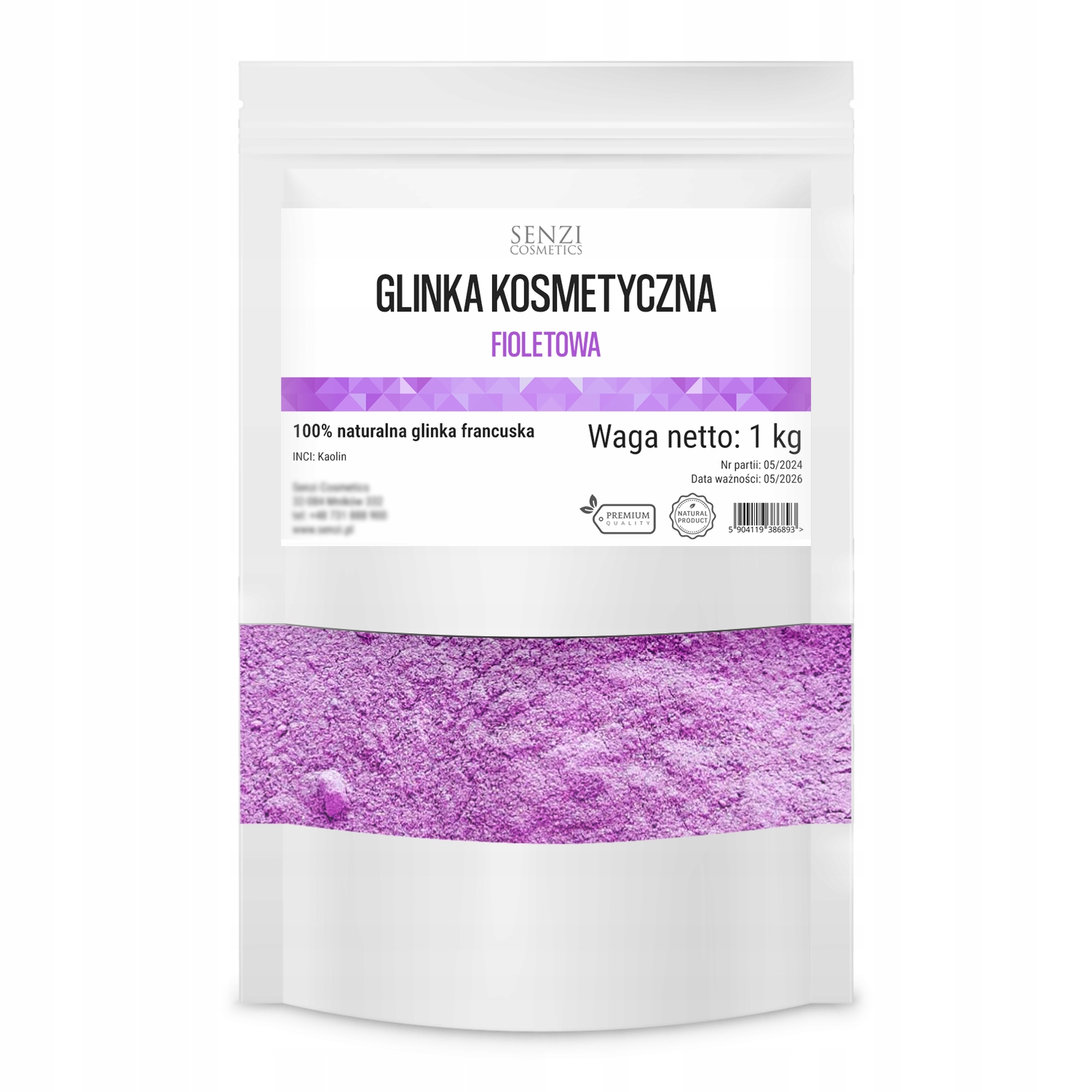 Kosmetická hlína Fialová přírodní čistící francouzská maska 1000 g