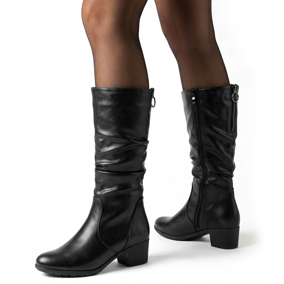 Klasické kozačky na podpatku Zateplené vlnou elegantní Zip Wojtyłko 36