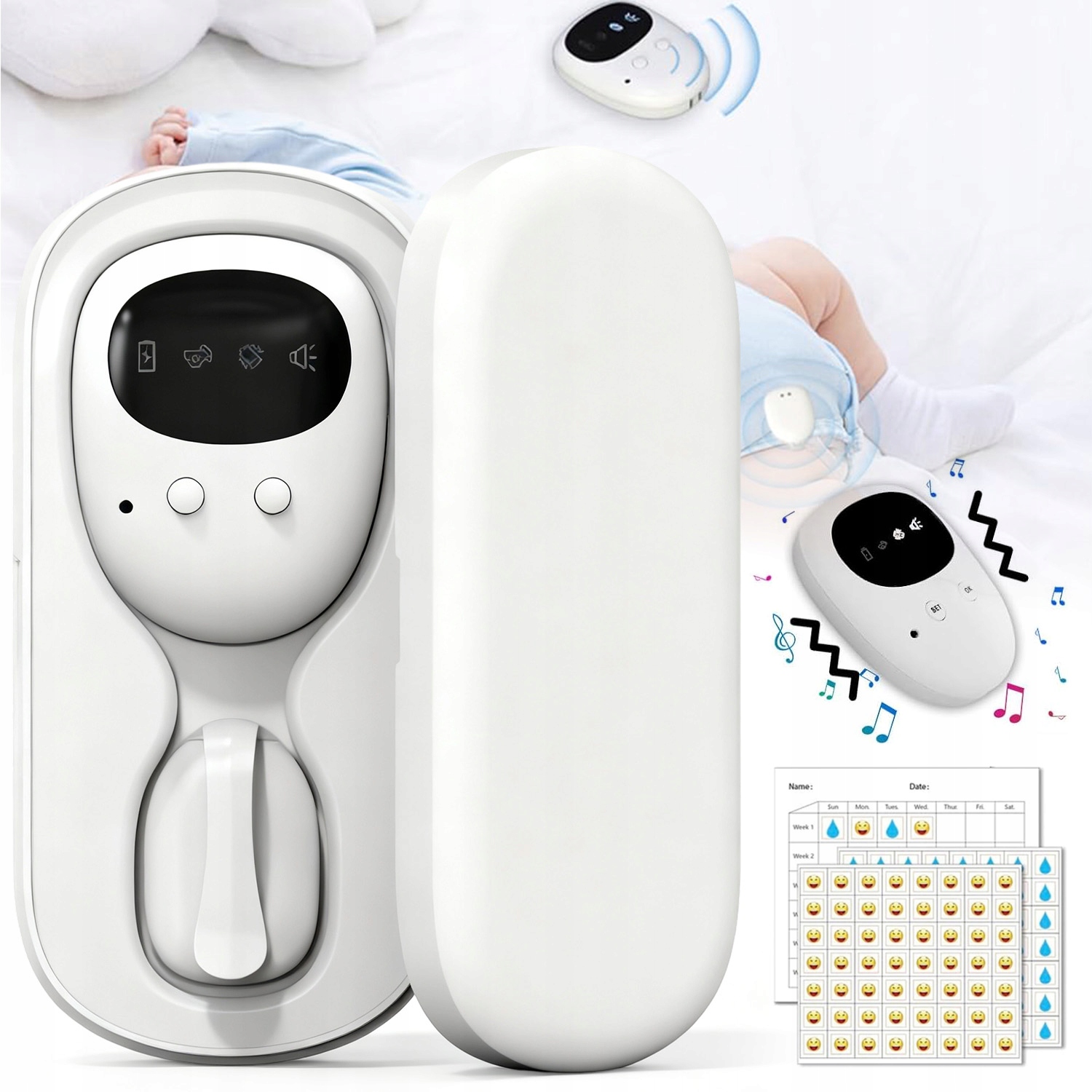 Bezdrátový, Odnímatelný Alarm Nočního Namáčení U Kojenců, 3 Režimy Usb-c
