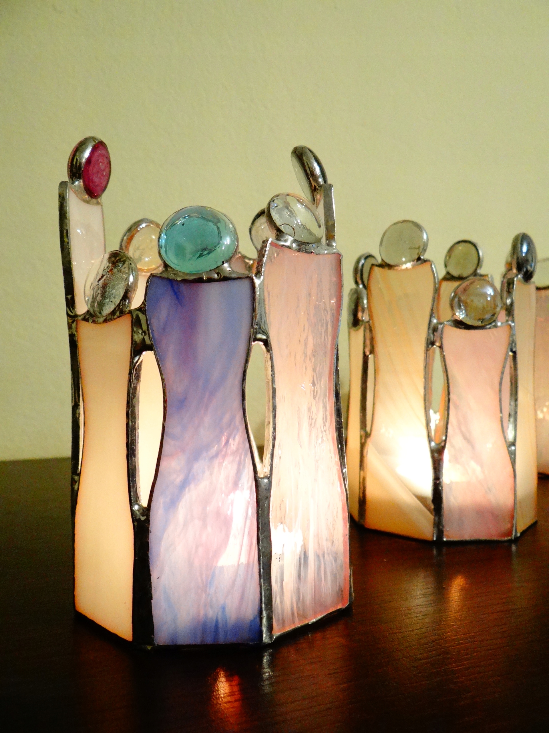 Anioły Lampion witrażowy Witraż Różowe aniołki Rodzaj lampion