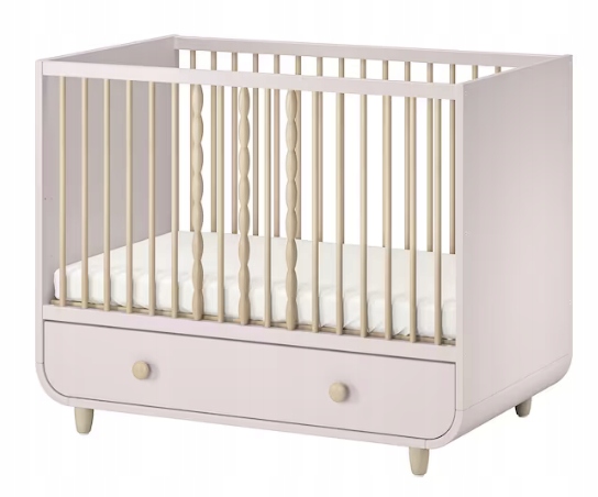 Ikea Myllra Łóżeczko z szufladą bladoróżowy 60x120