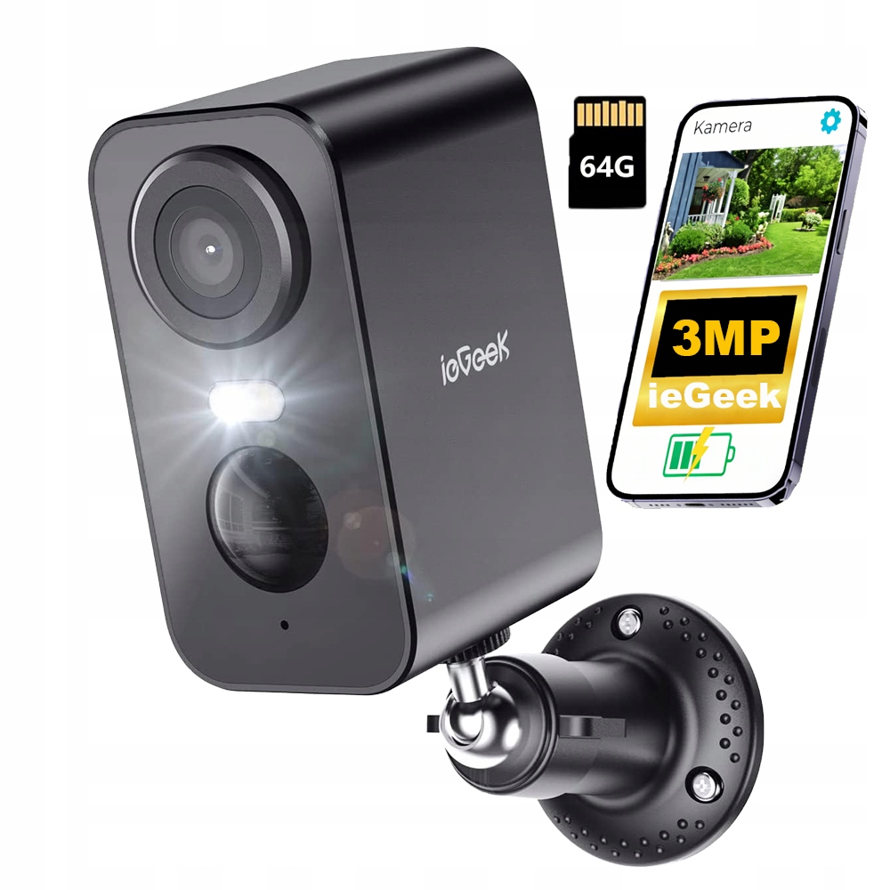 Wifi kamera na baterie Bezdrátová 2K s barevným nočním viděním S 64 Gb