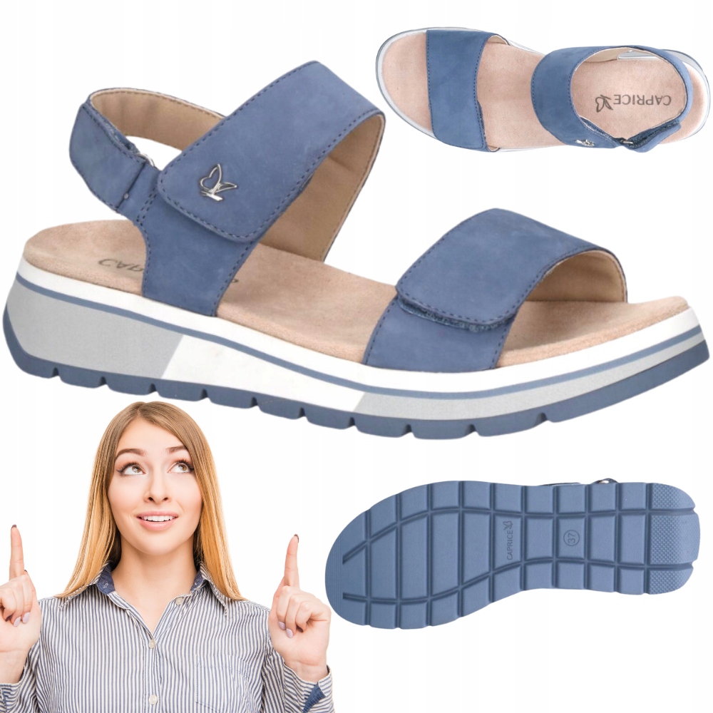 Dámské sandály Caprice kožené na suchý zip stylové, sportovní, elegantní, velikost 39