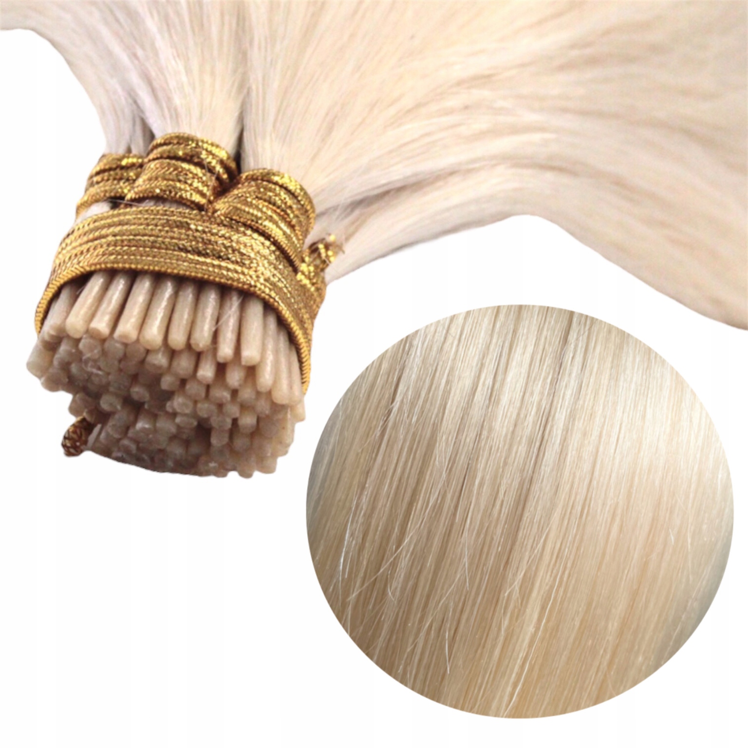 Příčesek Do Vlasů Přírodní Pásky 50 CM Kroužky #613