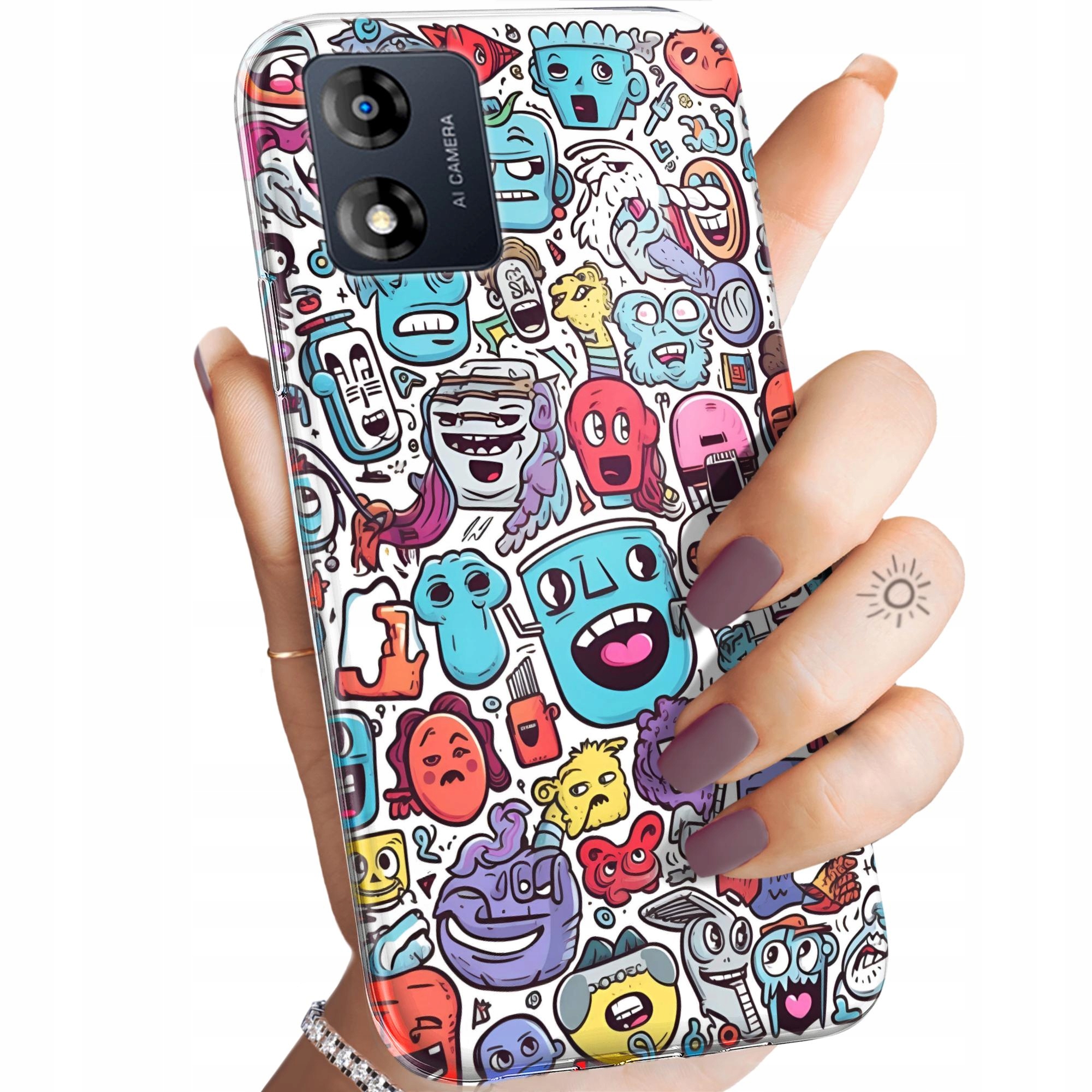 Etui Do Motorola Moto E13 Doodle Zwierzęta Potwory Rysunki Obudowa