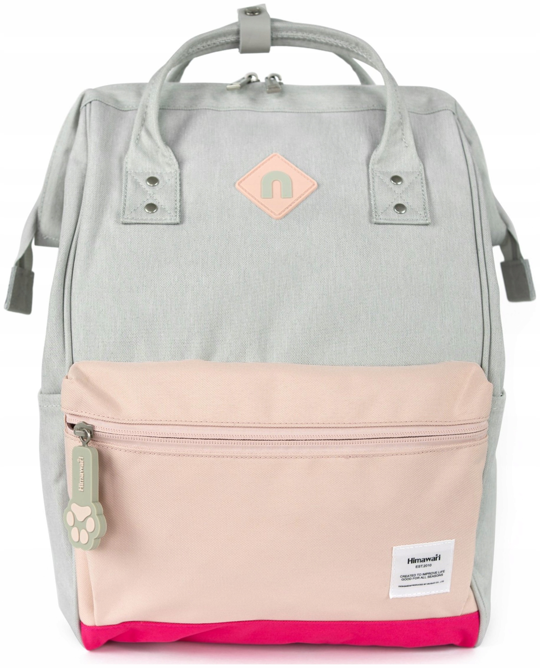 Batoh na notebook Himawari Kitten M – prostorný, multifunkční, světle šedý