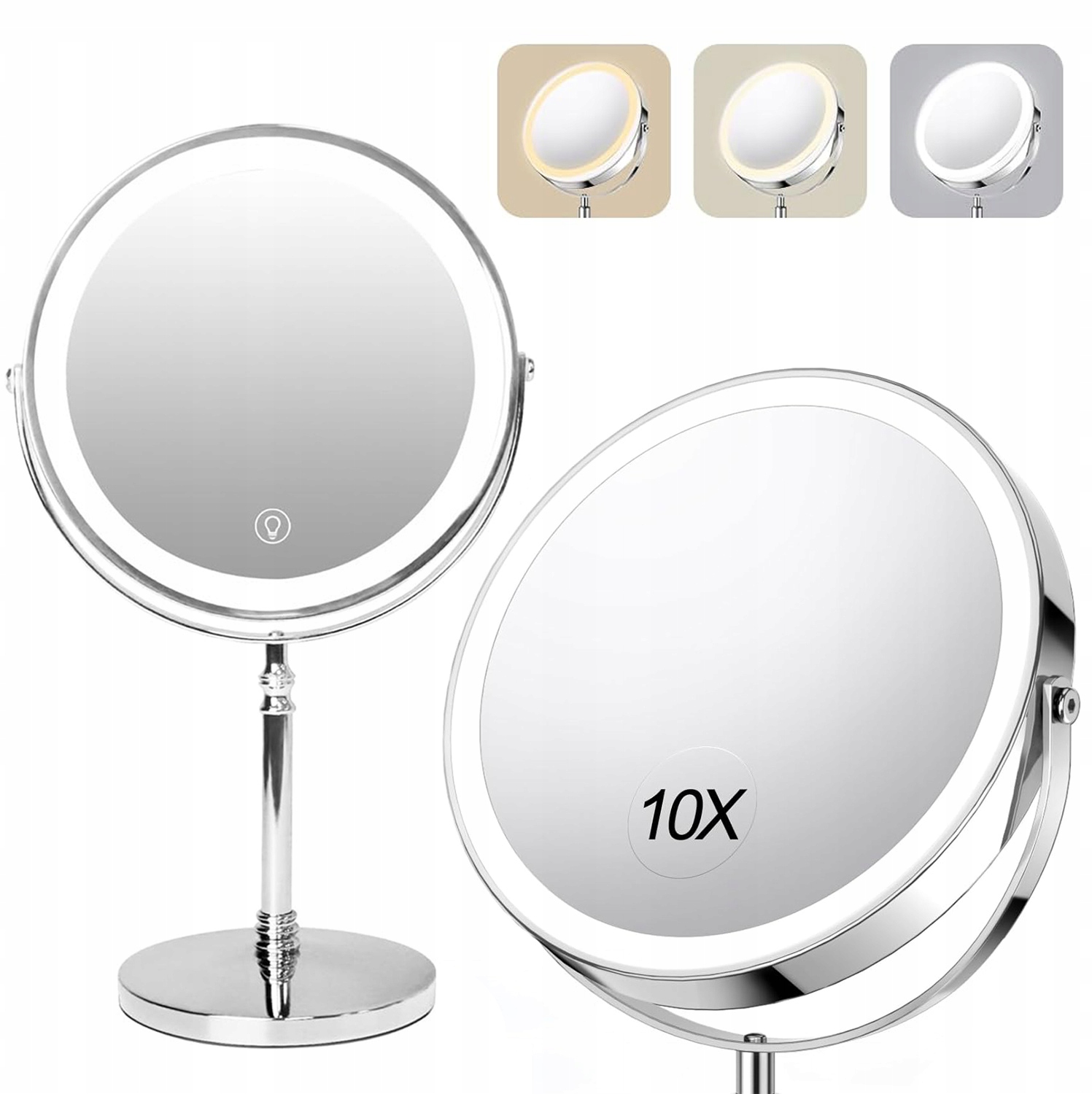 Zrcadlo Kosmetické Led Osvětlené Zrcadlo Na Líčení 10x Zvětšení